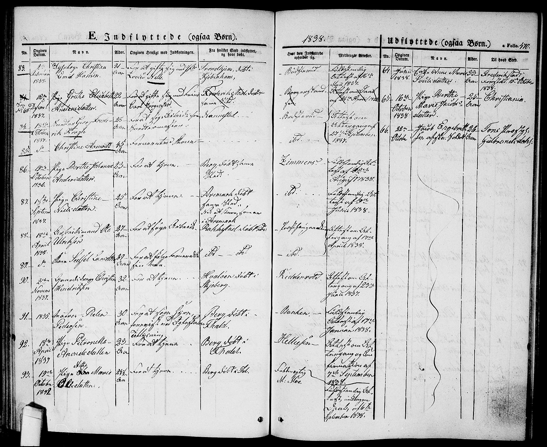 Halden prestekontor Kirkebøker, AV/SAO-A-10909/G/Ga/L0003: Klokkerbok nr. 3, 1834-1844, s. 470