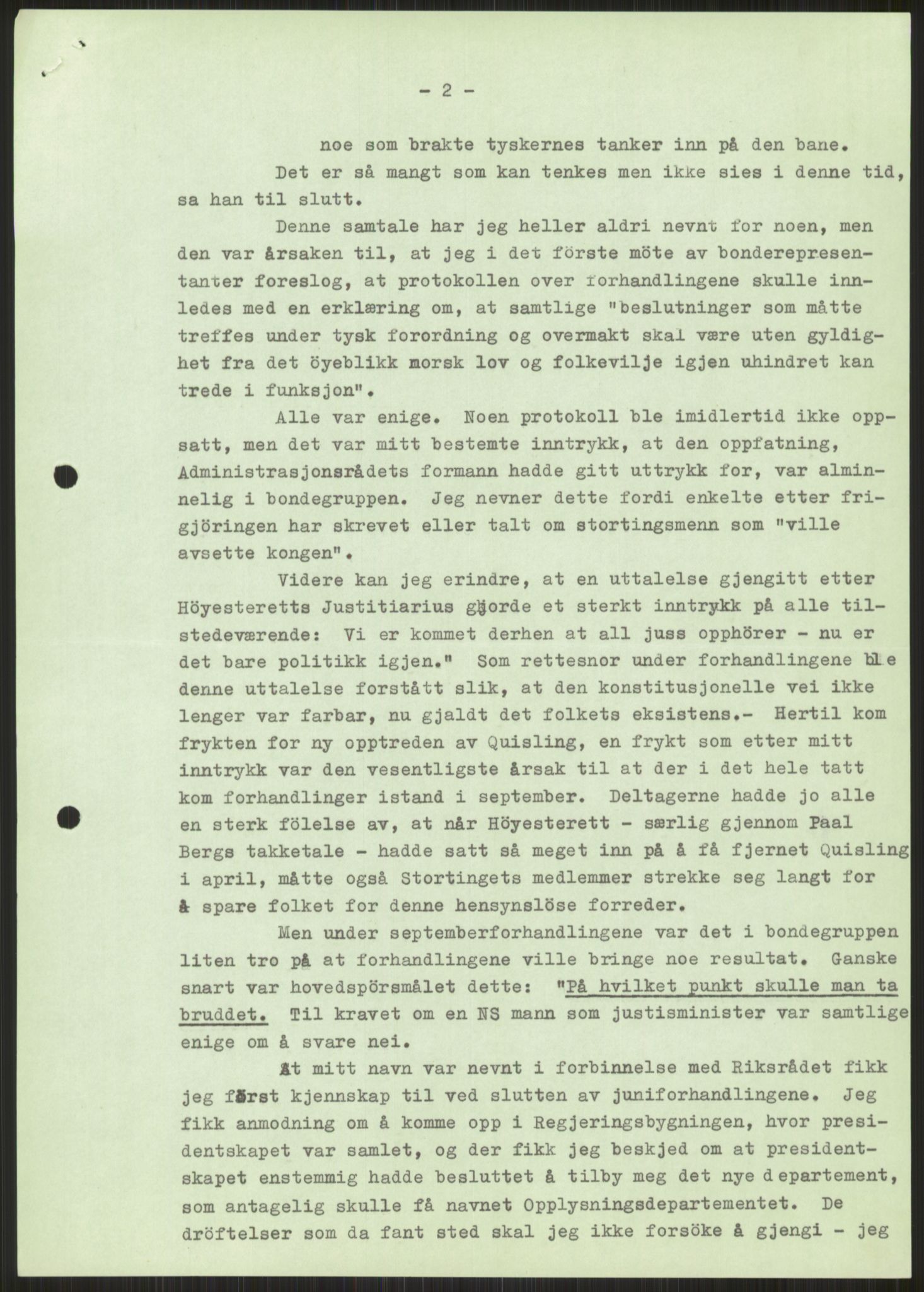 Undersøkelseskommisjonen av 1945, RA/S-1566/D/Db/L0023: Regjeringskonferanse - Riksrådsforhandlingene, 1945-1947, s. 845