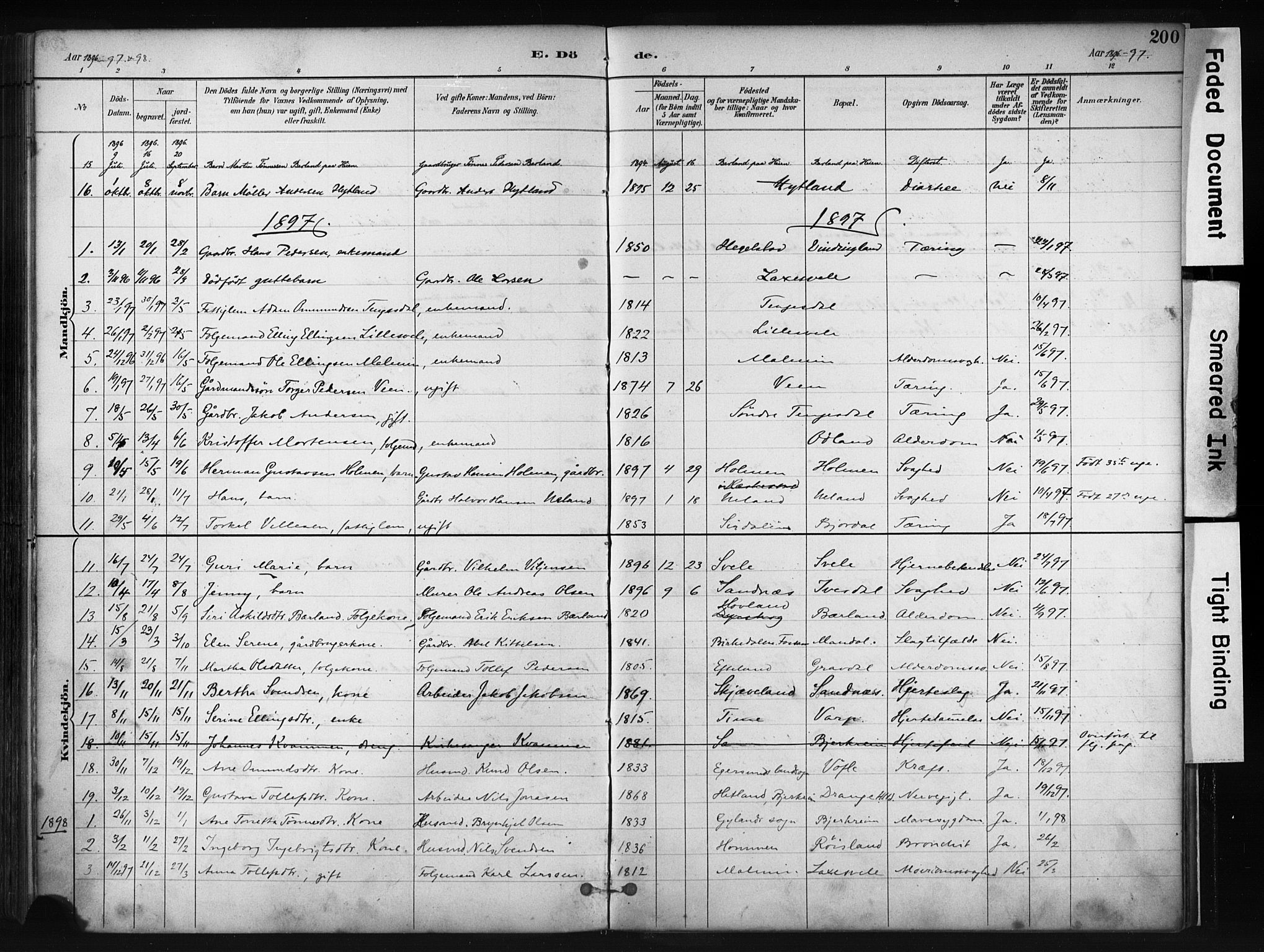 Helleland sokneprestkontor, AV/SAST-A-101810: Ministerialbok nr. A 9, 1887-1908, s. 200