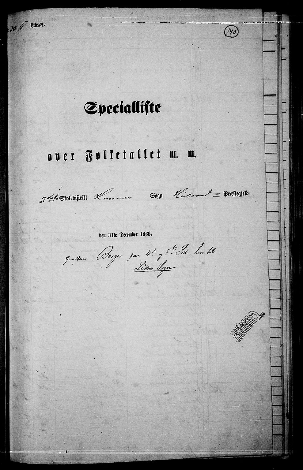RA, Folketelling 1865 for 0221P Høland prestegjeld, 1865, s. 131