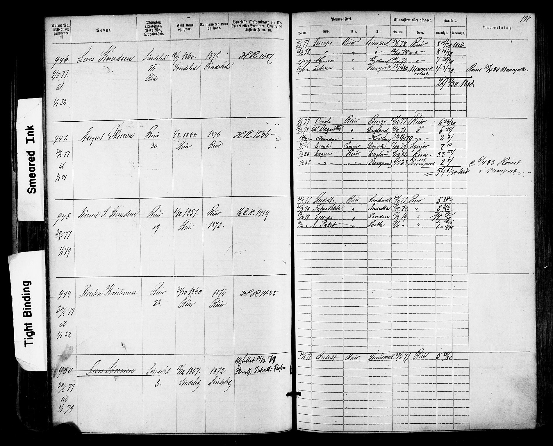 Risør mønstringskrets, SAK/2031-0010/F/Fa/L0003: Annotasjonsrulle nr 1-1913 med register, T-7, 1863-1899, s. 126