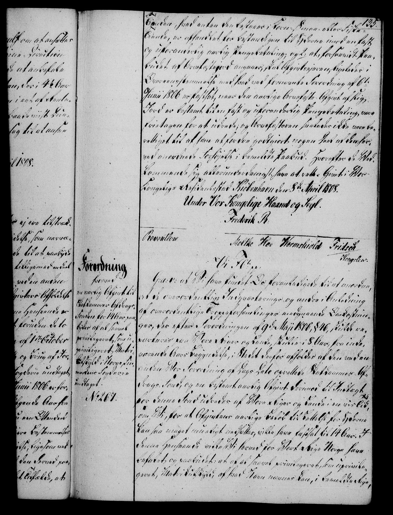 Rentekammeret, Kammerkanselliet, RA/EA-3111/G/Gg/Gga/L0019: Norsk ekspedisjonsprotokoll med register (merket RK 53.19), 1807-1810, s. 135