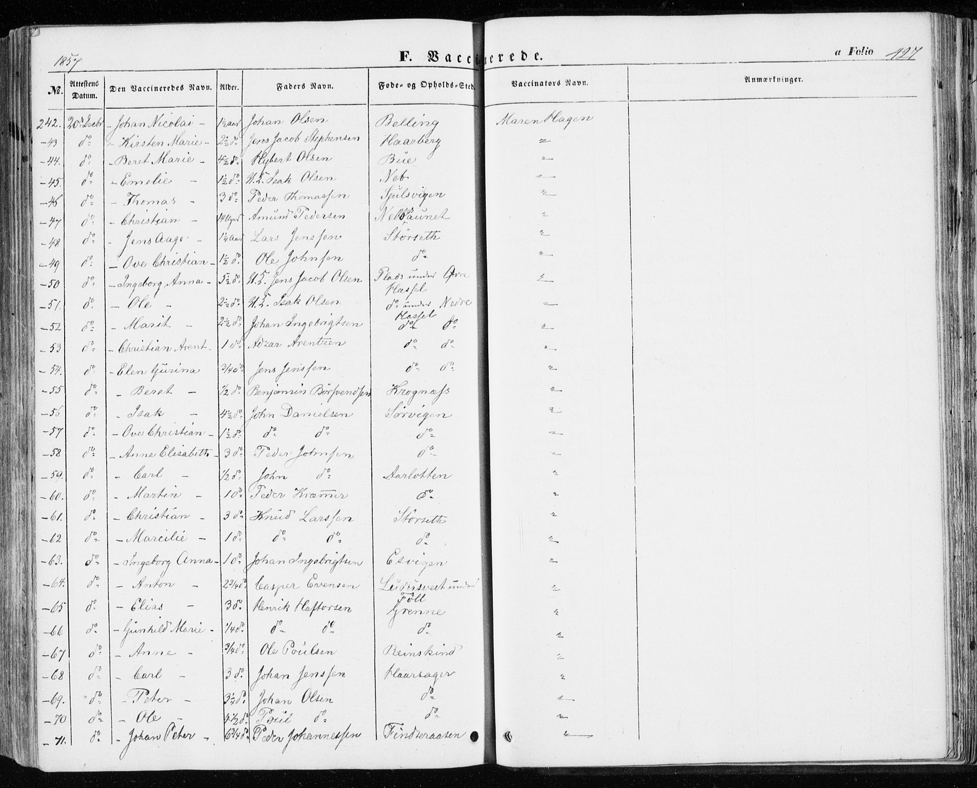 Ministerialprotokoller, klokkerbøker og fødselsregistre - Sør-Trøndelag, SAT/A-1456/646/L0611: Ministerialbok nr. 646A09, 1848-1857, s. 427