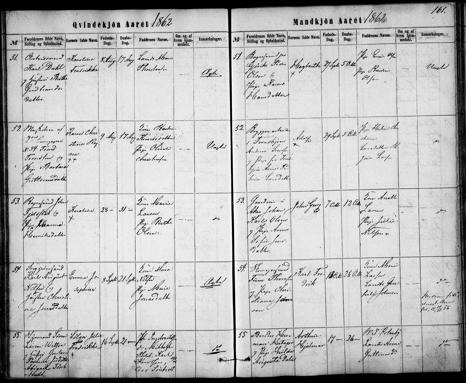 Rikshospitalet prestekontor Kirkebøker, AV/SAO-A-10309b/F/L0004: Ministerialbok nr. 4, 1853-1870, s. 161