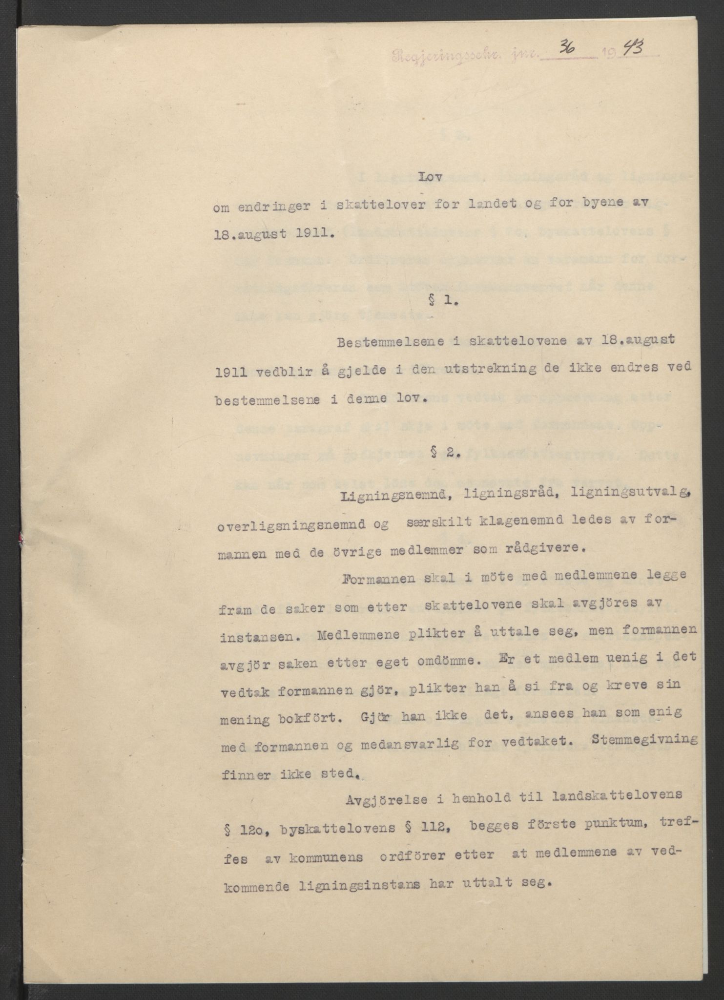 NS-administrasjonen 1940-1945 (Statsrådsekretariatet, de kommisariske statsråder mm), RA/S-4279/D/Db/L0099: Lover, 1943, s. 78