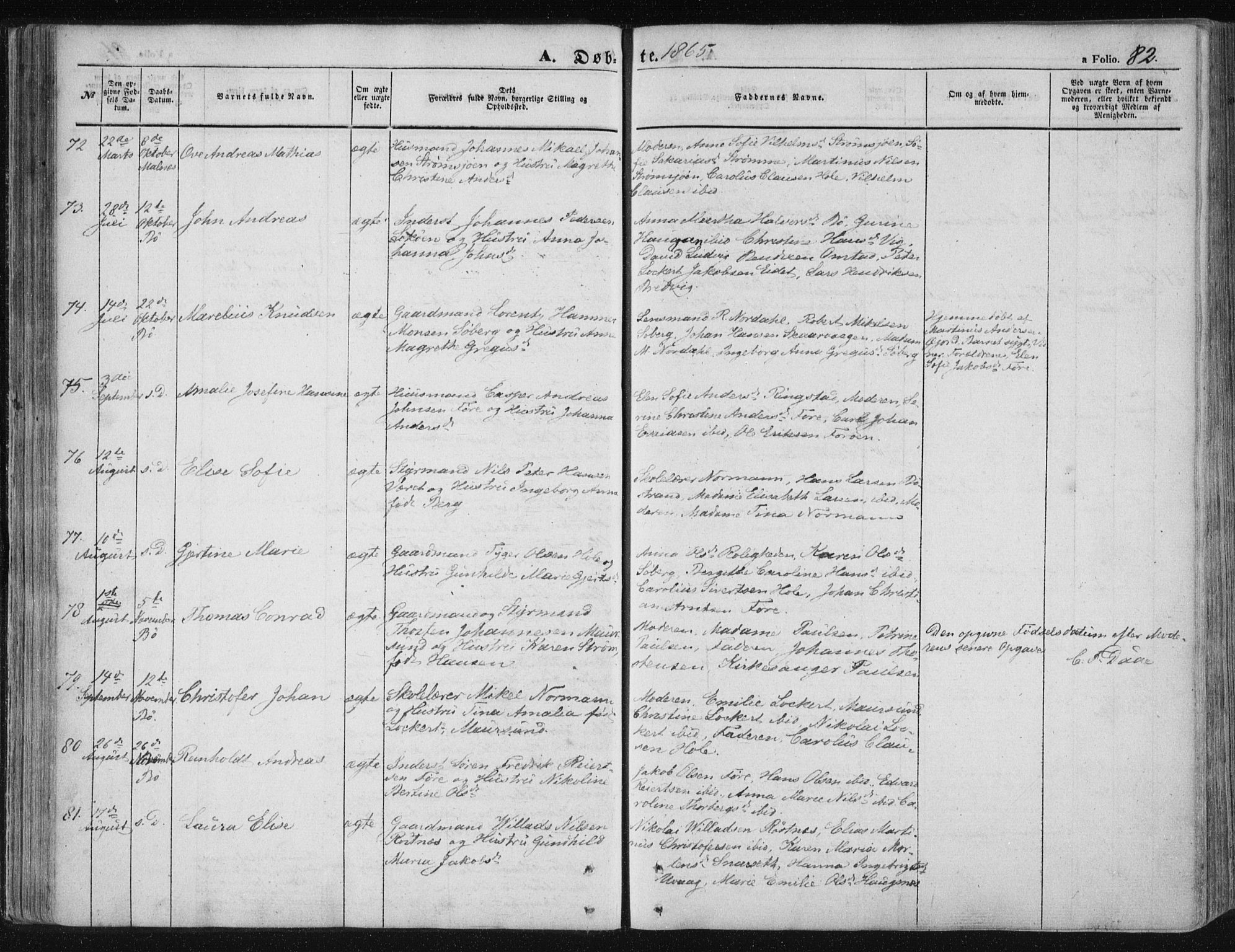 Ministerialprotokoller, klokkerbøker og fødselsregistre - Nordland, SAT/A-1459/891/L1300: Ministerialbok nr. 891A05, 1856-1870, s. 82