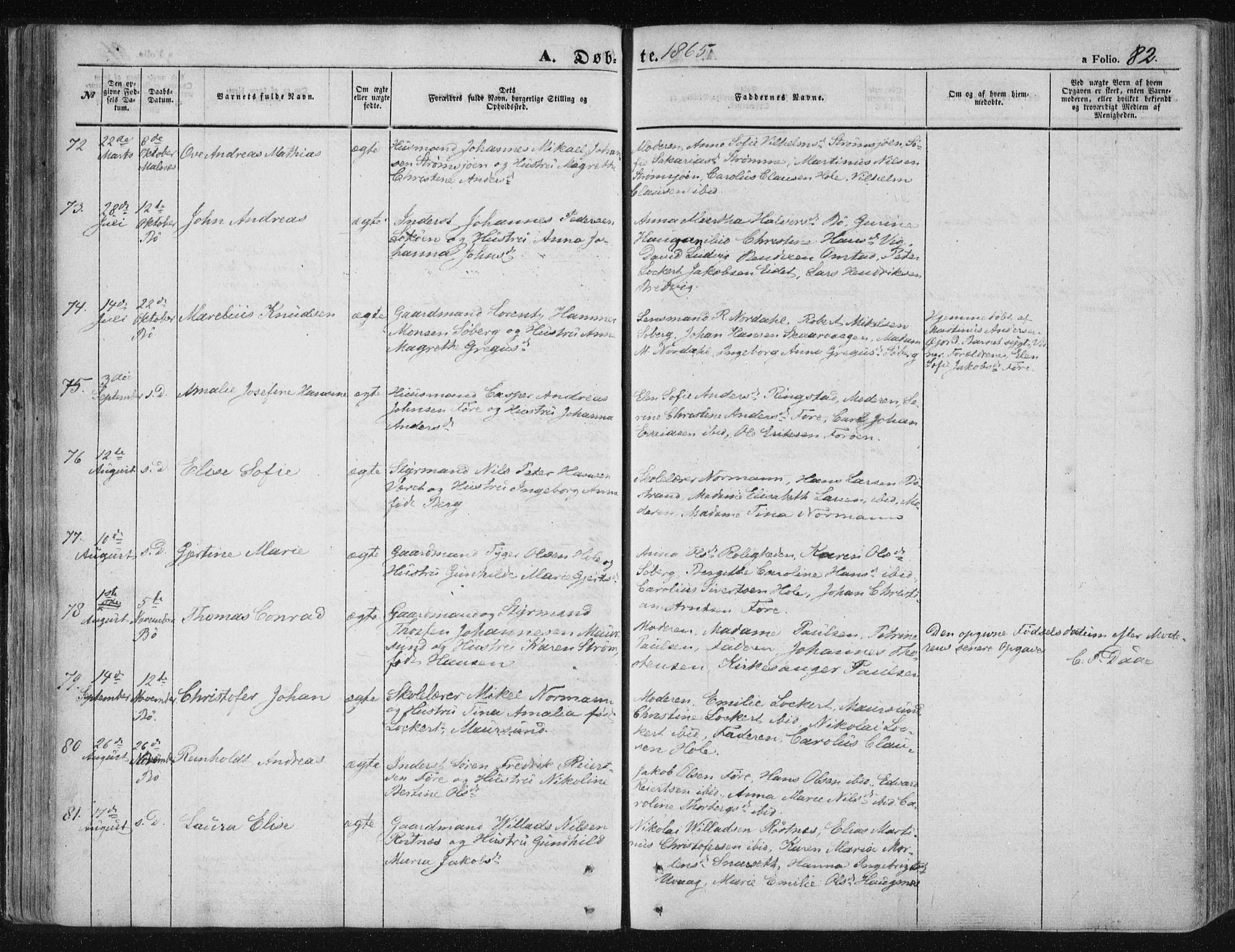 Ministerialprotokoller, klokkerbøker og fødselsregistre - Nordland, AV/SAT-A-1459/891/L1300: Ministerialbok nr. 891A05, 1856-1870, s. 82