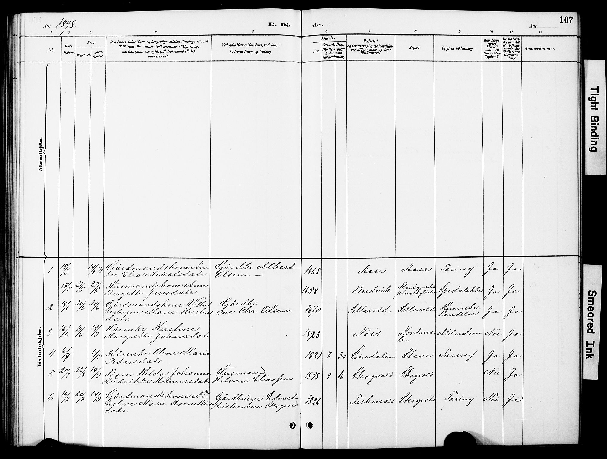 Ministerialprotokoller, klokkerbøker og fødselsregistre - Nordland, AV/SAT-A-1459/897/L1413: Klokkerbok nr. 897C03, 1887-1903, s. 167