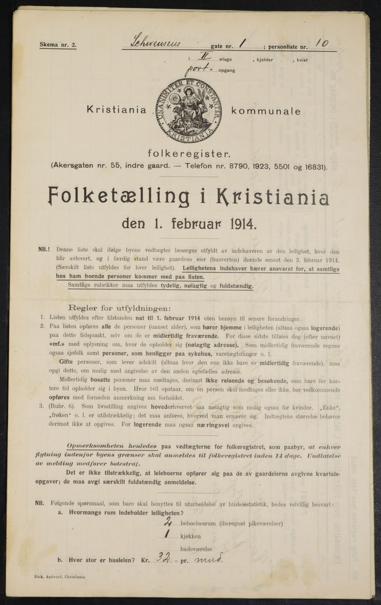 OBA, Kommunal folketelling 1.2.1914 for Kristiania, 1914, s. 92495