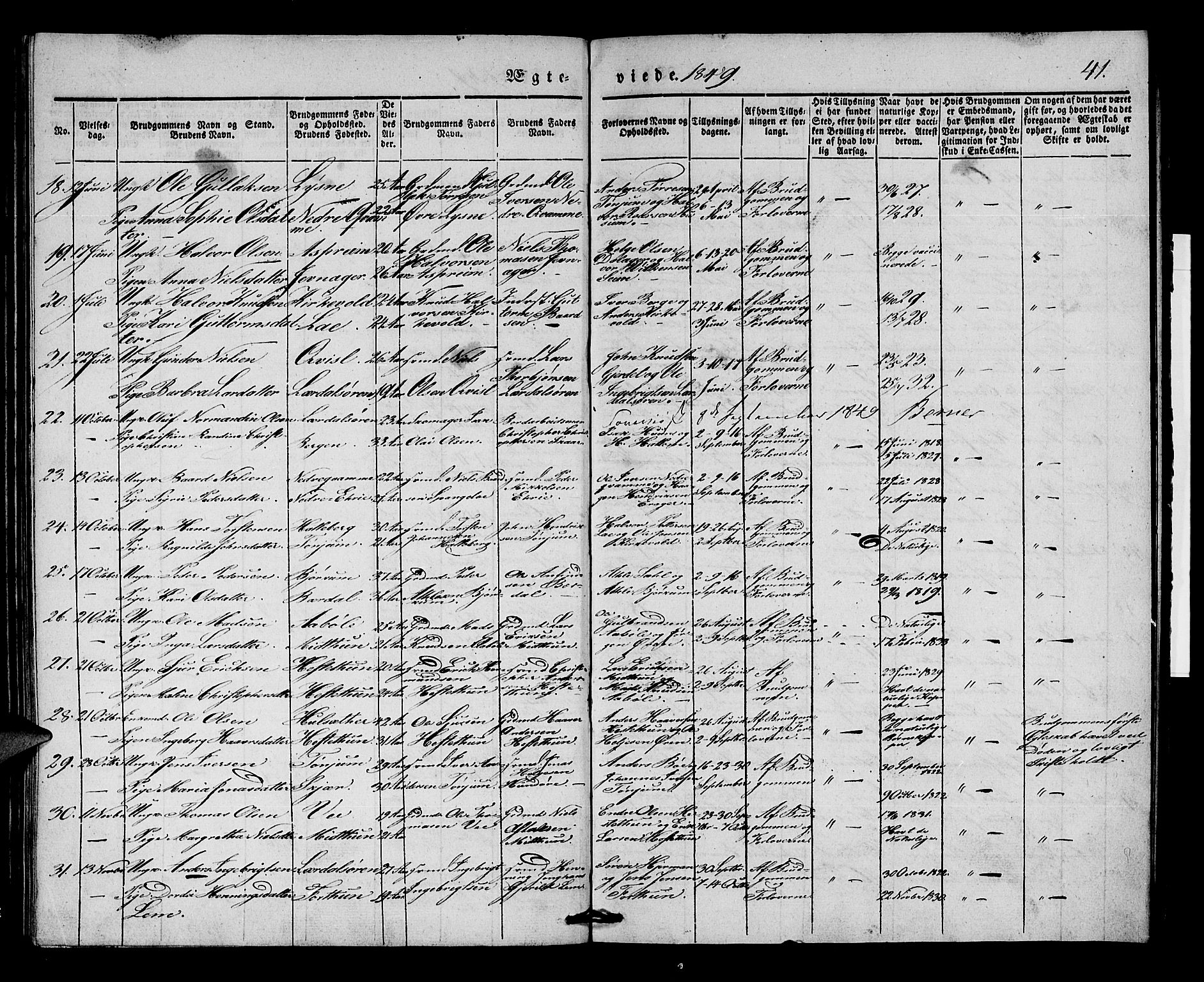 Lærdal sokneprestembete, AV/SAB-A-81201: Ministerialbok nr. A 8, 1834-1853, s. 41