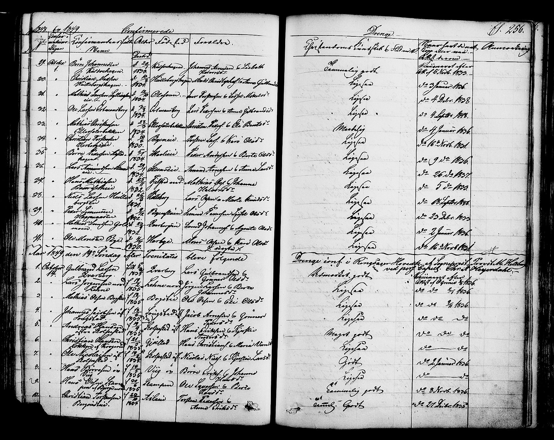 Ringsaker prestekontor, AV/SAH-PREST-014/K/Ka/L0008: Ministerialbok nr. 8, 1837-1850, s. 256