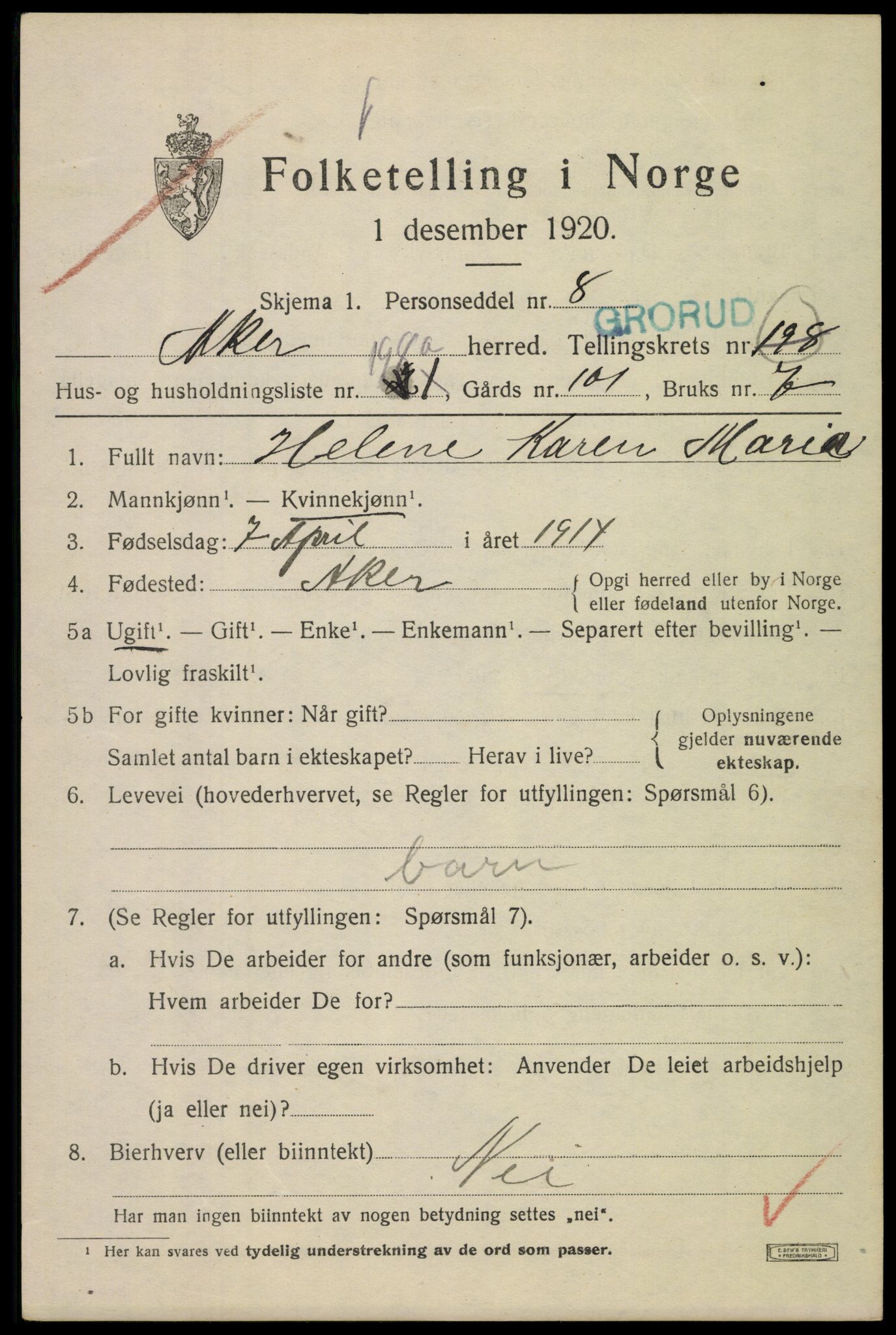 SAO, Folketelling 1920 for 0218 Aker herred, 1920, s. 121170