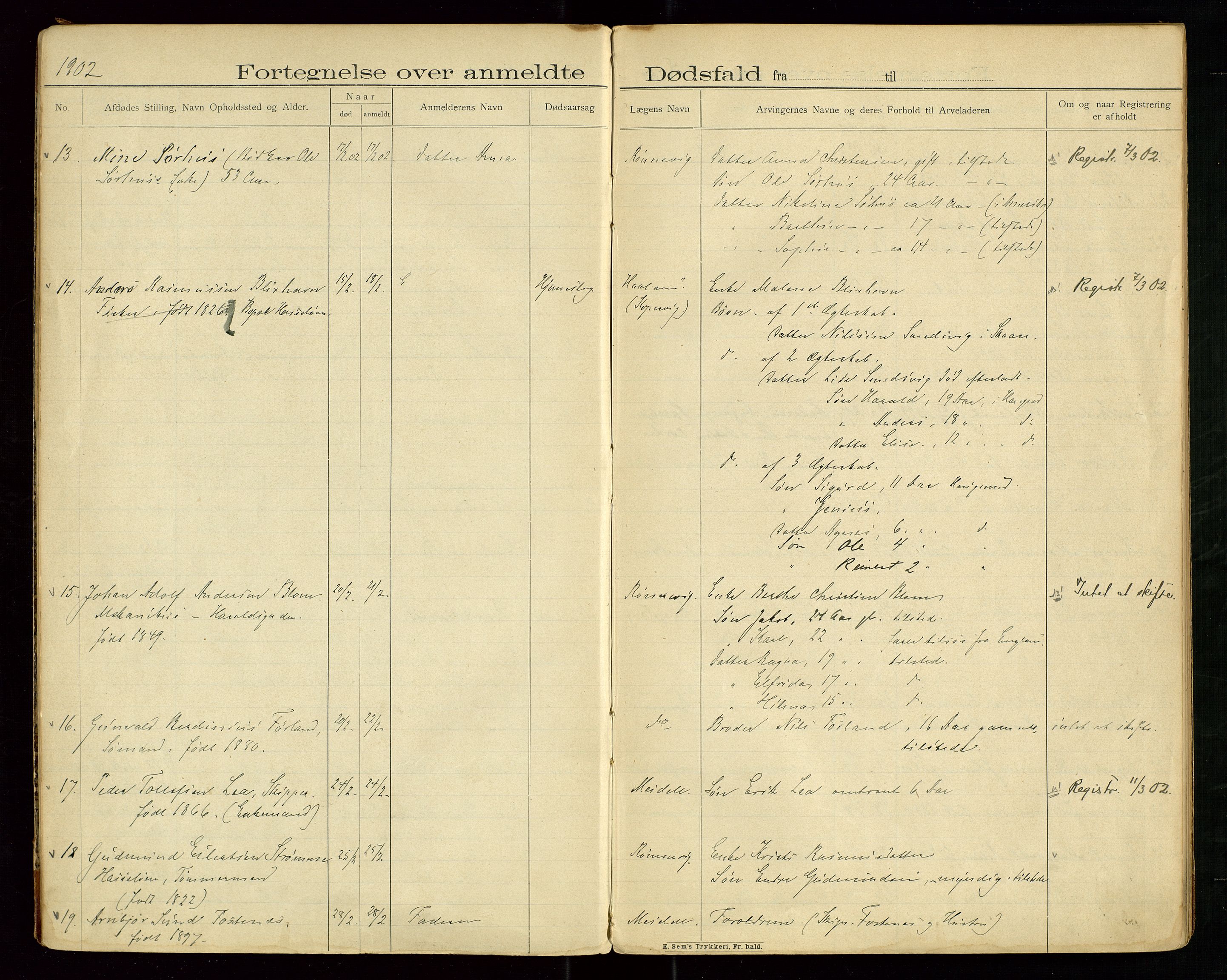 Haugesund tingrett, AV/SAST-A-101415/01/IV/IVJ/L0003: Dødsfallsprotokoll, 1902-1906