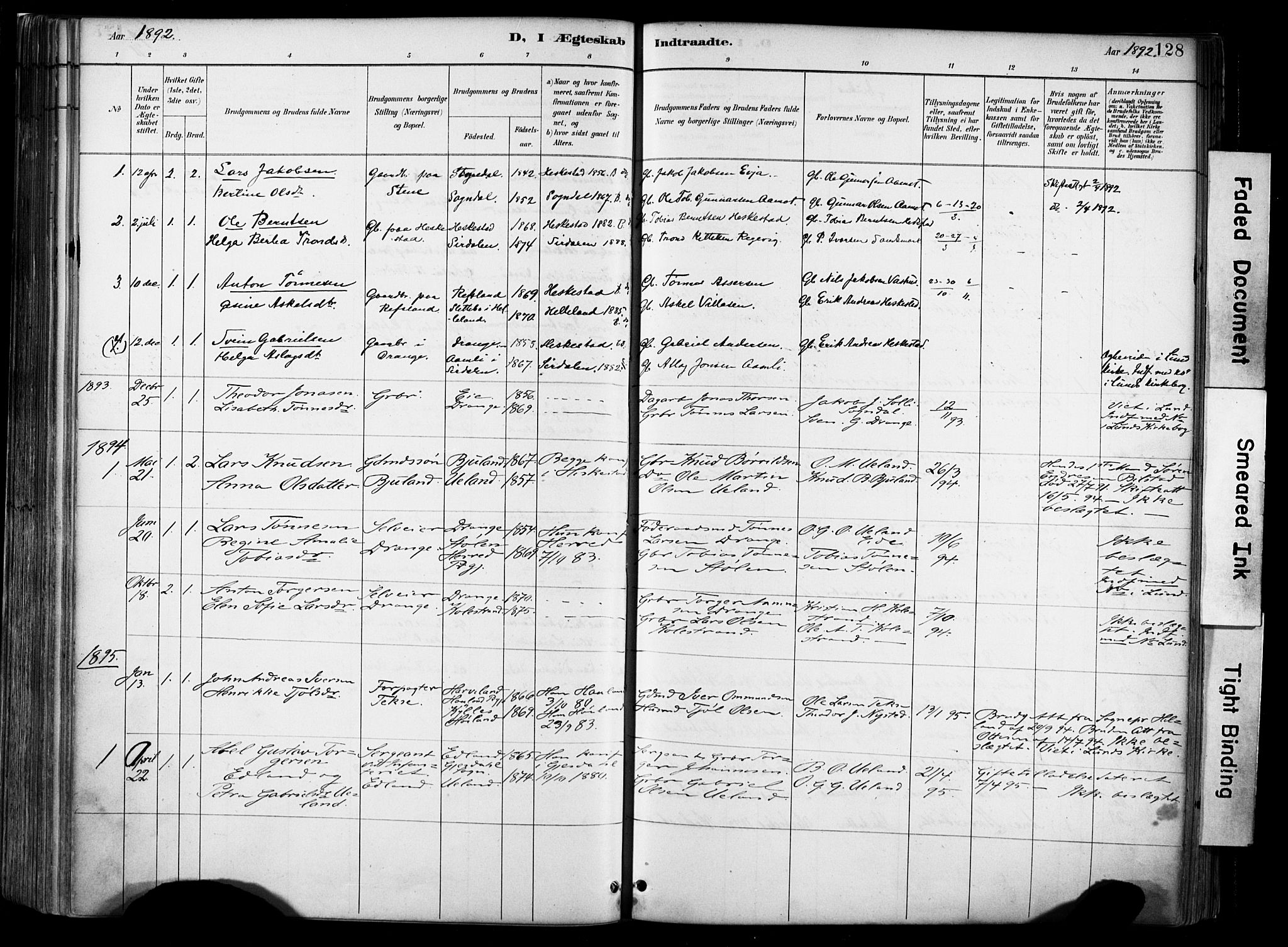 Lund sokneprestkontor, AV/SAST-A-101809/S06/L0012: Ministerialbok nr. A 11, 1887-1921, s. 128