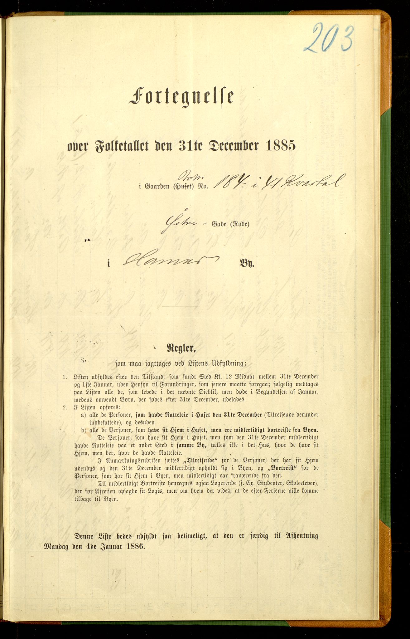 SAH, Folketelling 1885 for 0401 Hamar kjøpstad, 1885, s. 419