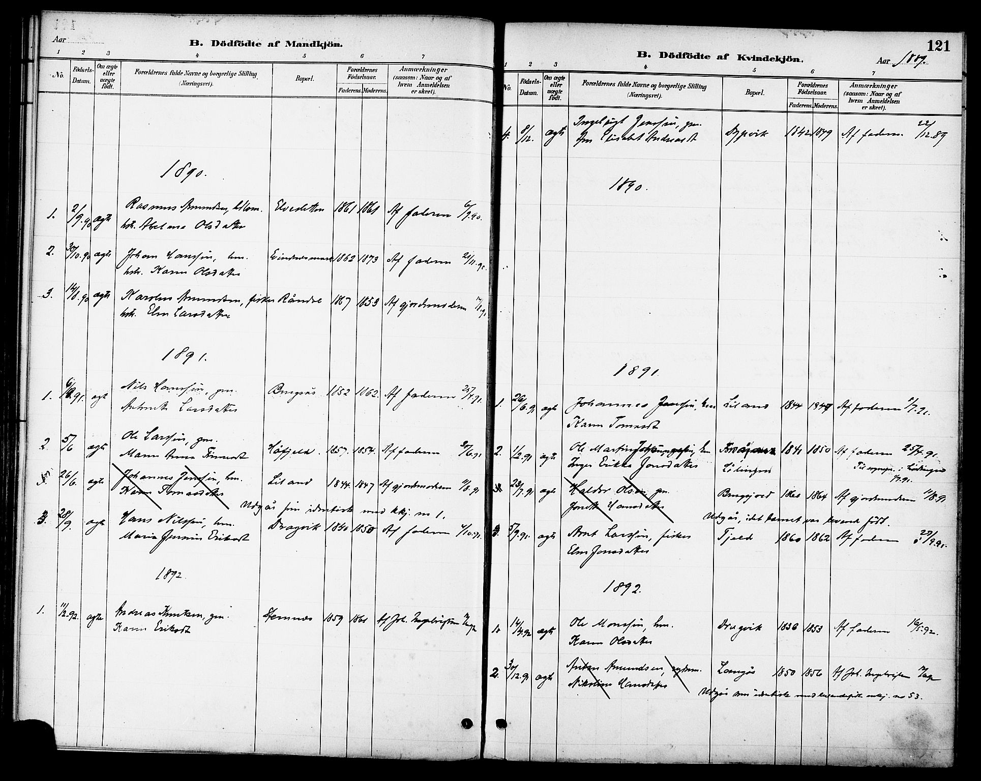 Ministerialprotokoller, klokkerbøker og fødselsregistre - Nordland, SAT/A-1459/863/L0898: Ministerialbok nr. 863A10, 1886-1897, s. 121