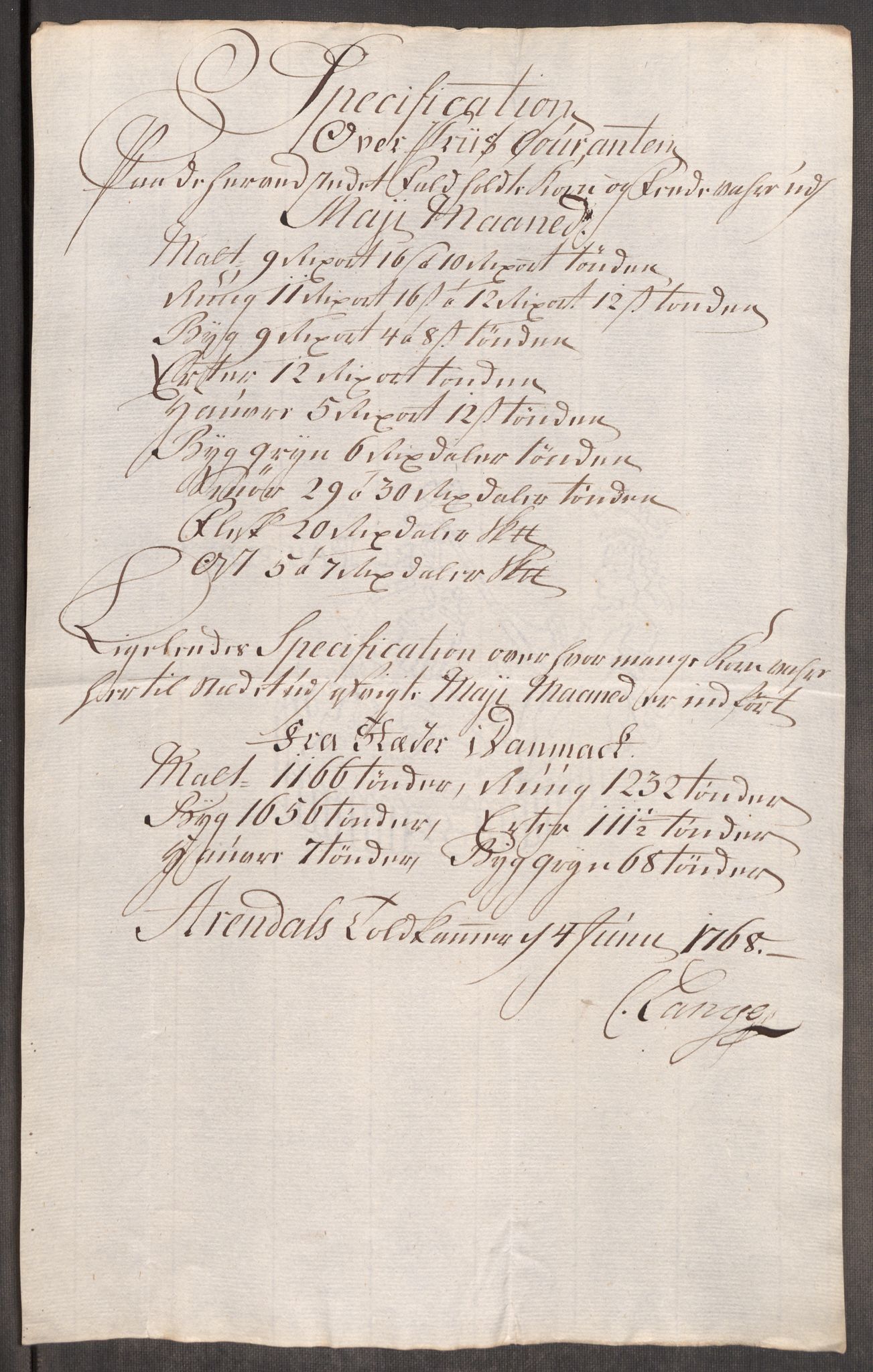 Rentekammeret inntil 1814, Realistisk ordnet avdeling, RA/EA-4070/Oe/L0008: [Ø1]: Priskuranter, 1764-1768, s. 711