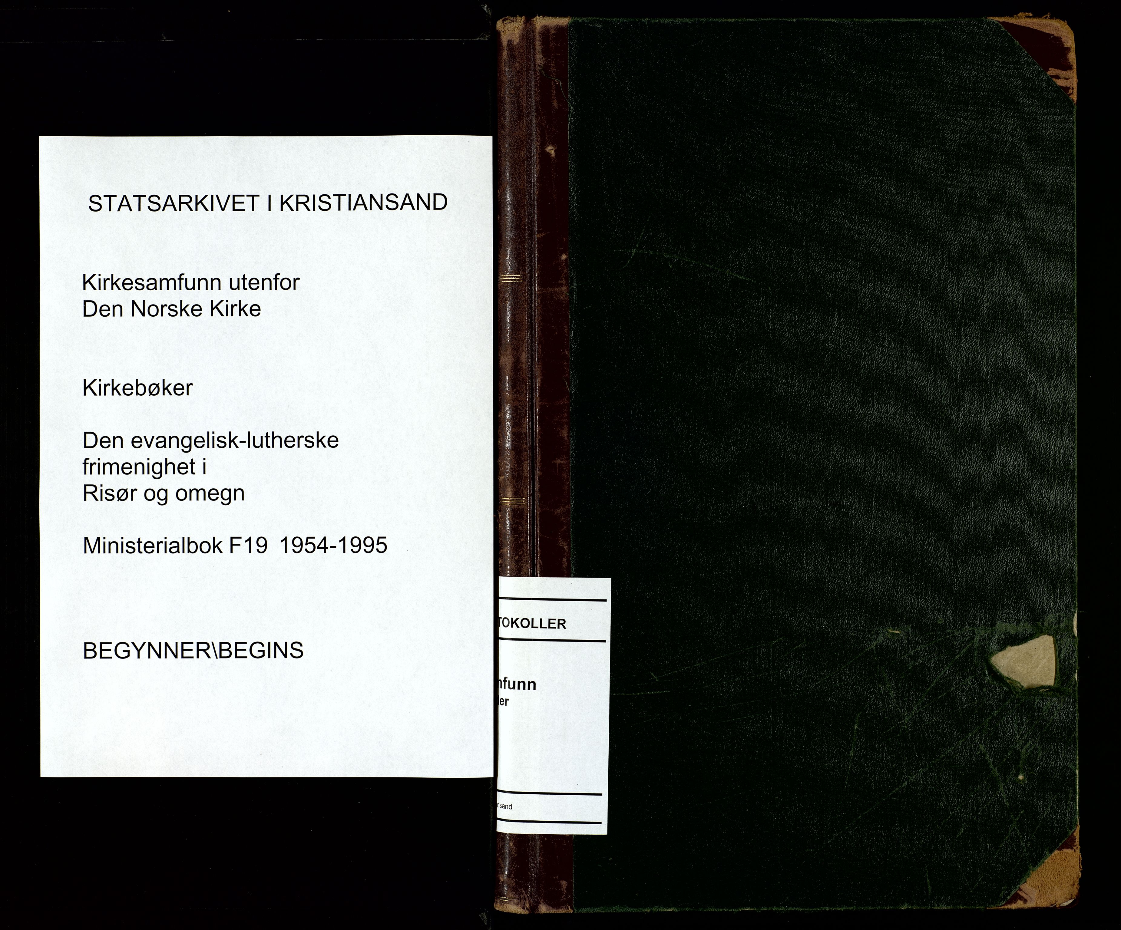 Den evangelisk-lutherske frimenighet, Risør, AV/SAK-1292-0007/F/Fa/L0003: Dissenterprotokoll nr. F 19, 1954-1995