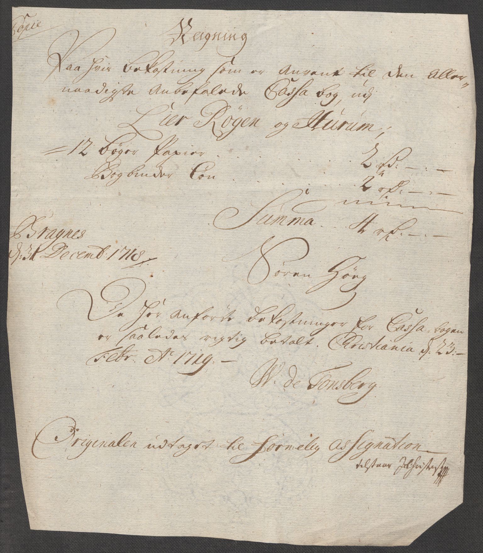 Rentekammeret inntil 1814, Reviderte regnskaper, Fogderegnskap, AV/RA-EA-4092/R31/L1712: Fogderegnskap Hurum, Røyken, Eiker, Lier og Buskerud, 1718, s. 279