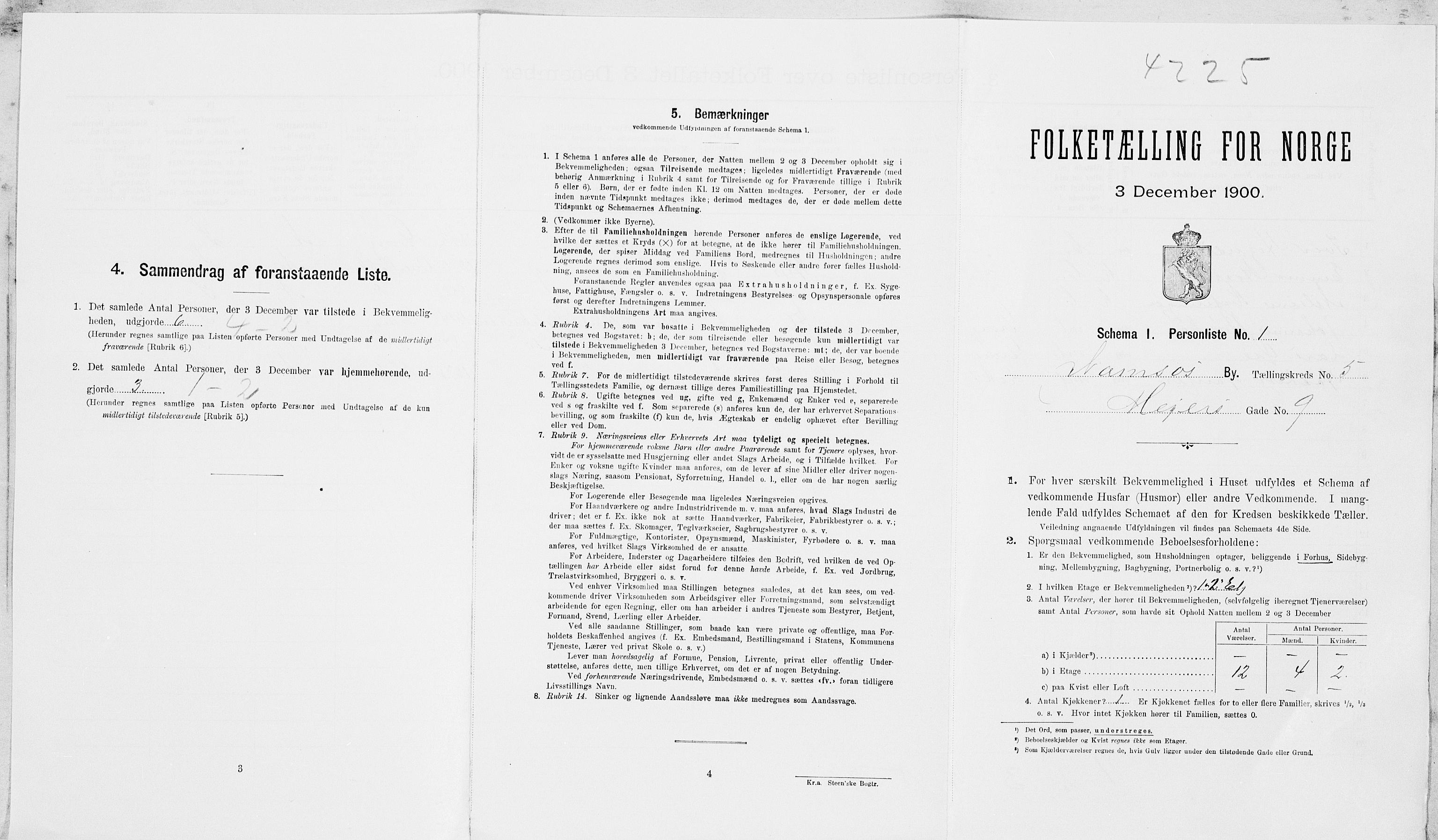SAT, Folketelling 1900 for 1703 Namsos ladested, 1900, s. 911