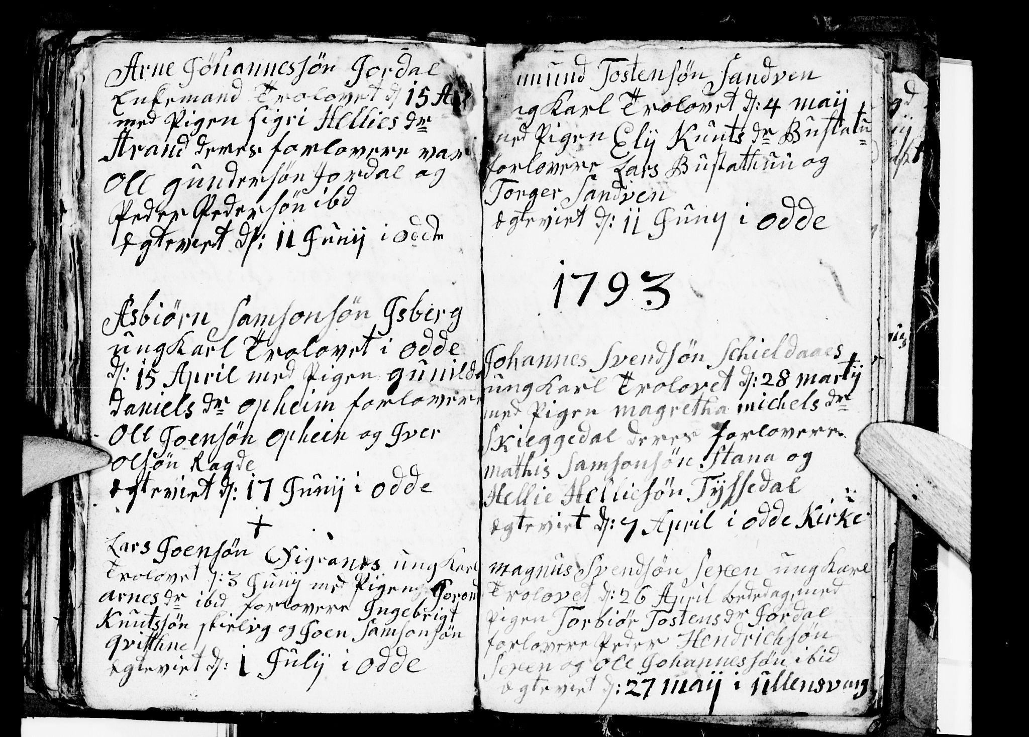 Odda Sokneprestembete, SAB/A-77201/H/Hab: Klokkerbok nr. A 3, 1792-1797, s. 97