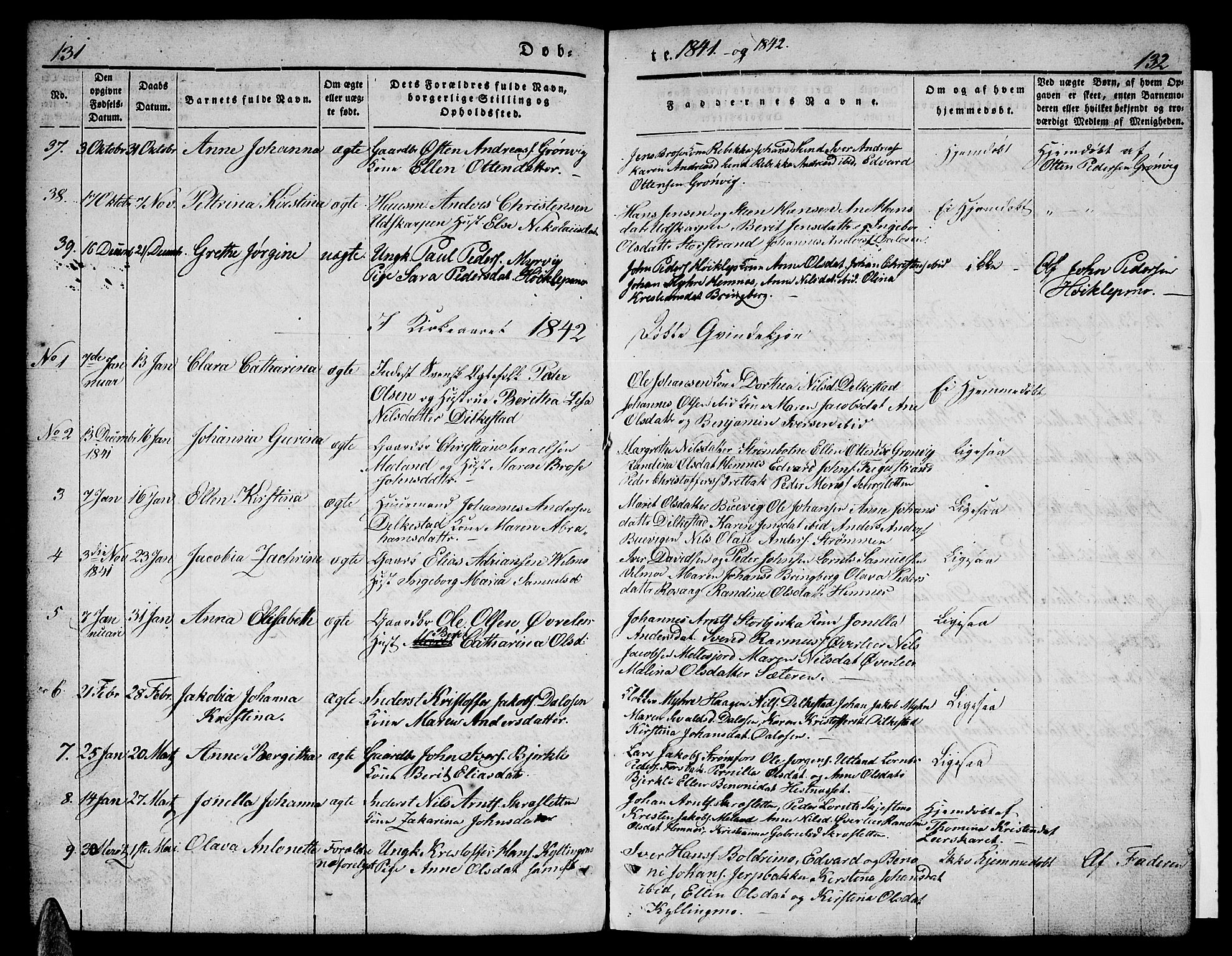Ministerialprotokoller, klokkerbøker og fødselsregistre - Nordland, AV/SAT-A-1459/825/L0364: Klokkerbok nr. 825C01, 1841-1863, s. 131-132