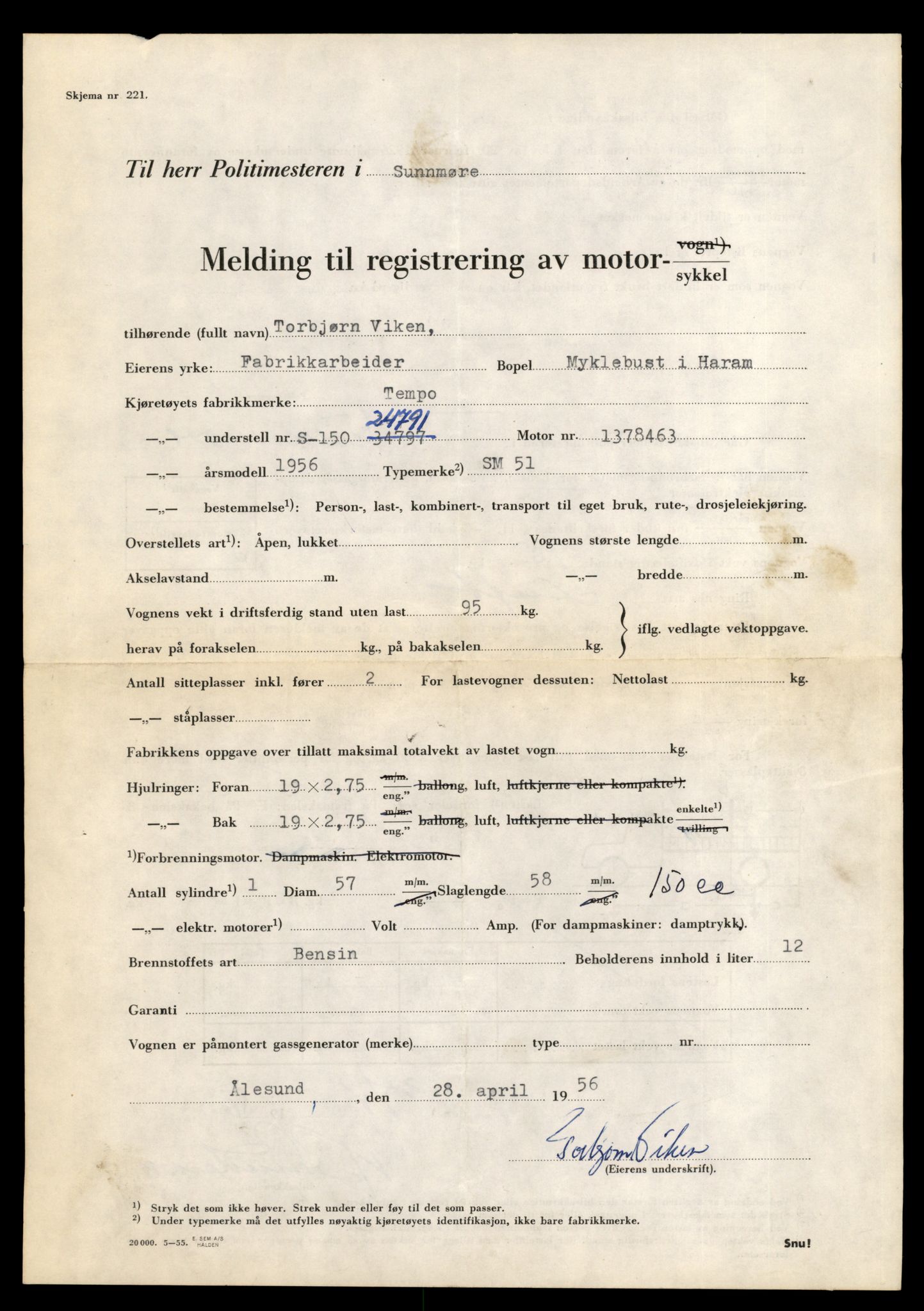 Møre og Romsdal vegkontor - Ålesund trafikkstasjon, AV/SAT-A-4099/F/Fe/L0039: Registreringskort for kjøretøy T 13361 - T 13530, 1927-1998, s. 1906