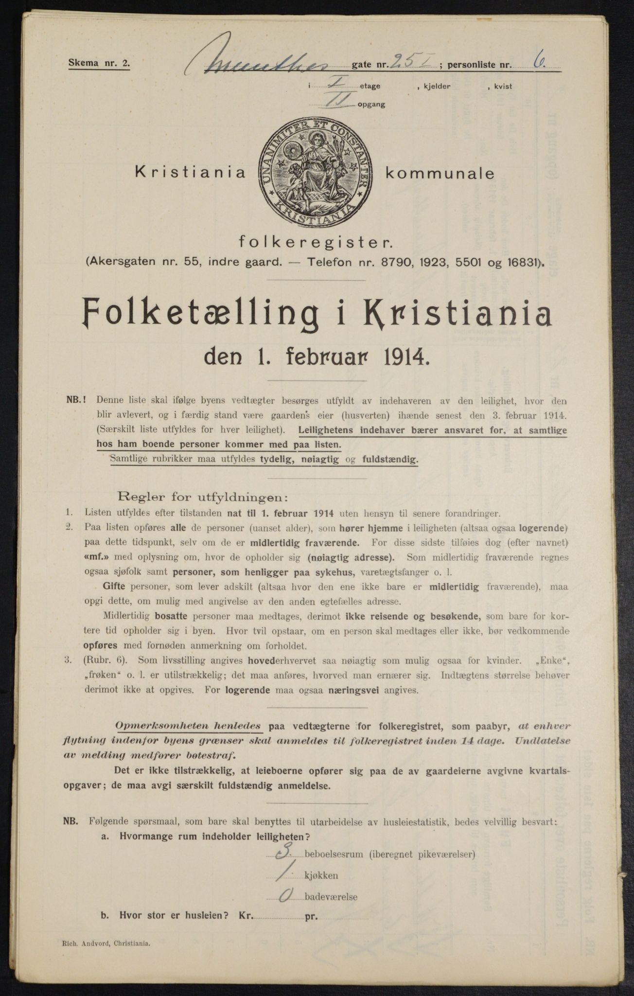 OBA, Kommunal folketelling 1.2.1914 for Kristiania, 1914, s. 68100