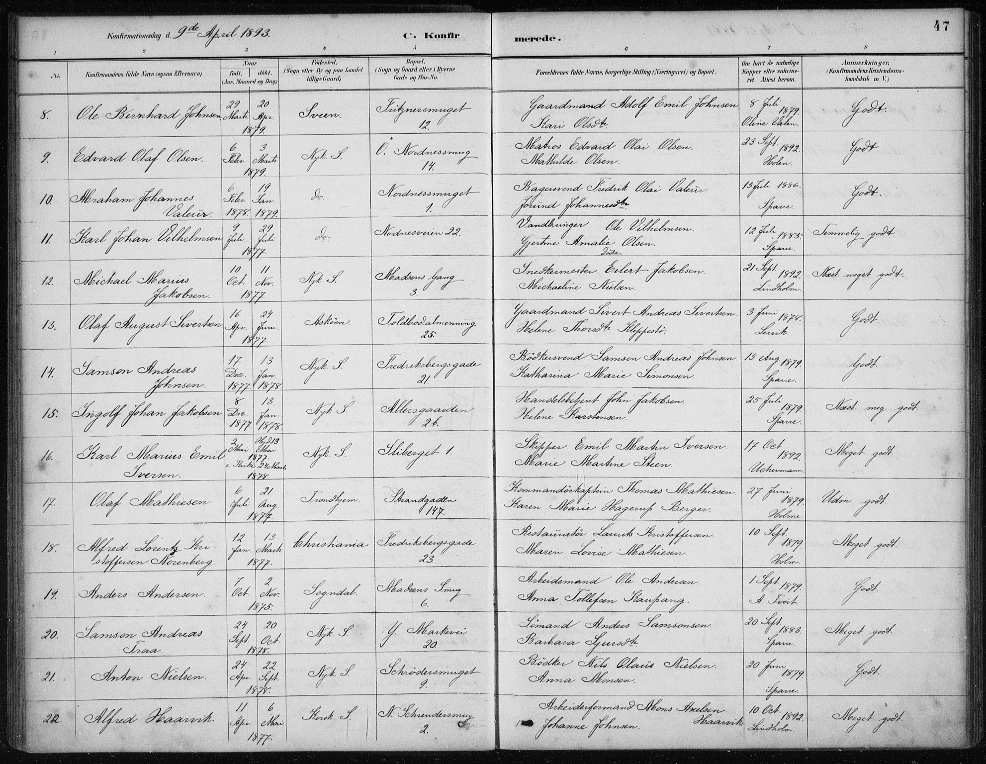 Nykirken Sokneprestembete, AV/SAB-A-77101/H/Haa/L0027: Ministerialbok nr. C 6, 1886-1913, s. 47