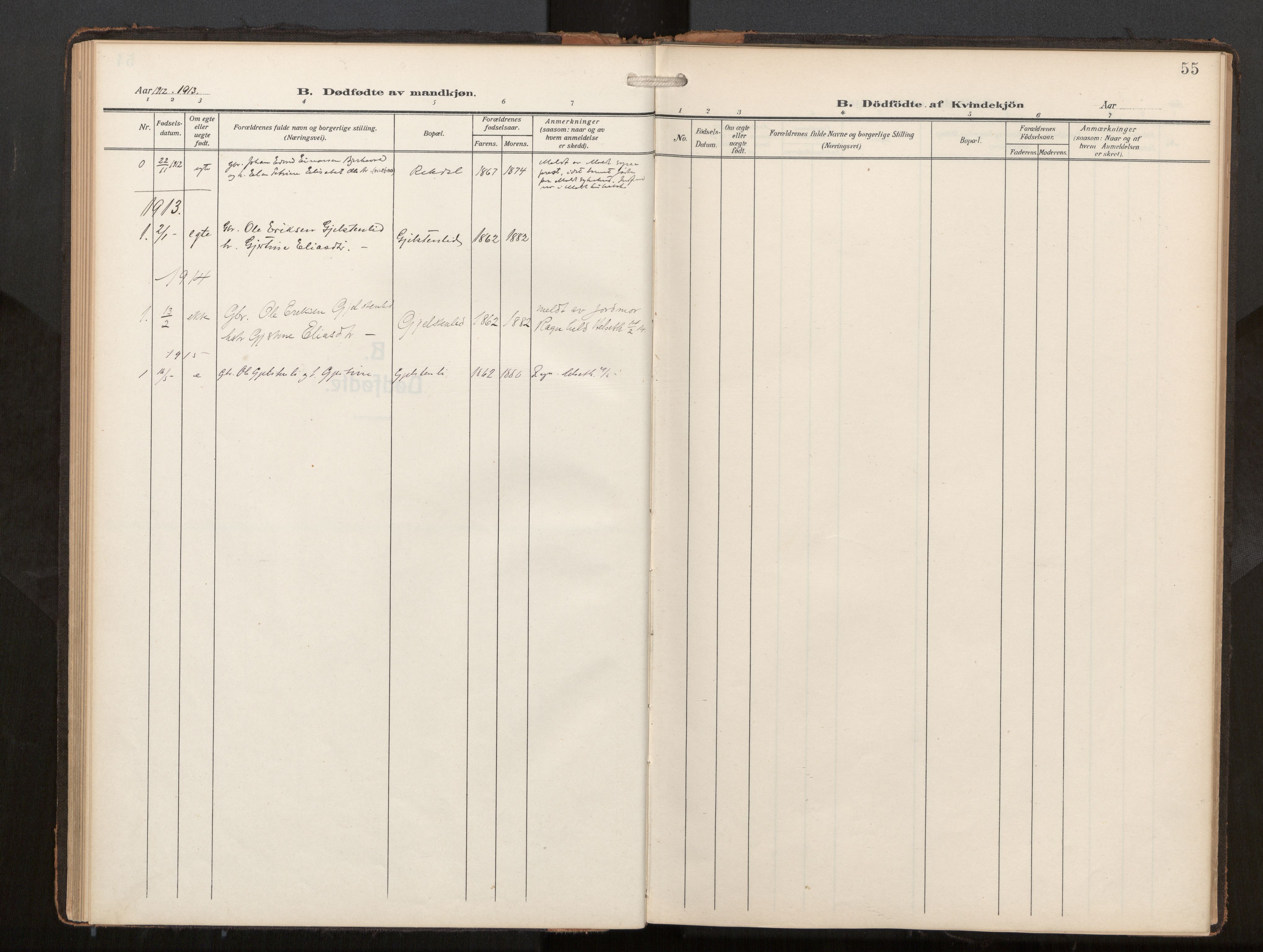 Ministerialprotokoller, klokkerbøker og fødselsregistre - Møre og Romsdal, AV/SAT-A-1454/540/L0540b: Ministerialbok nr. 540A03, 1909-1932, s. 55