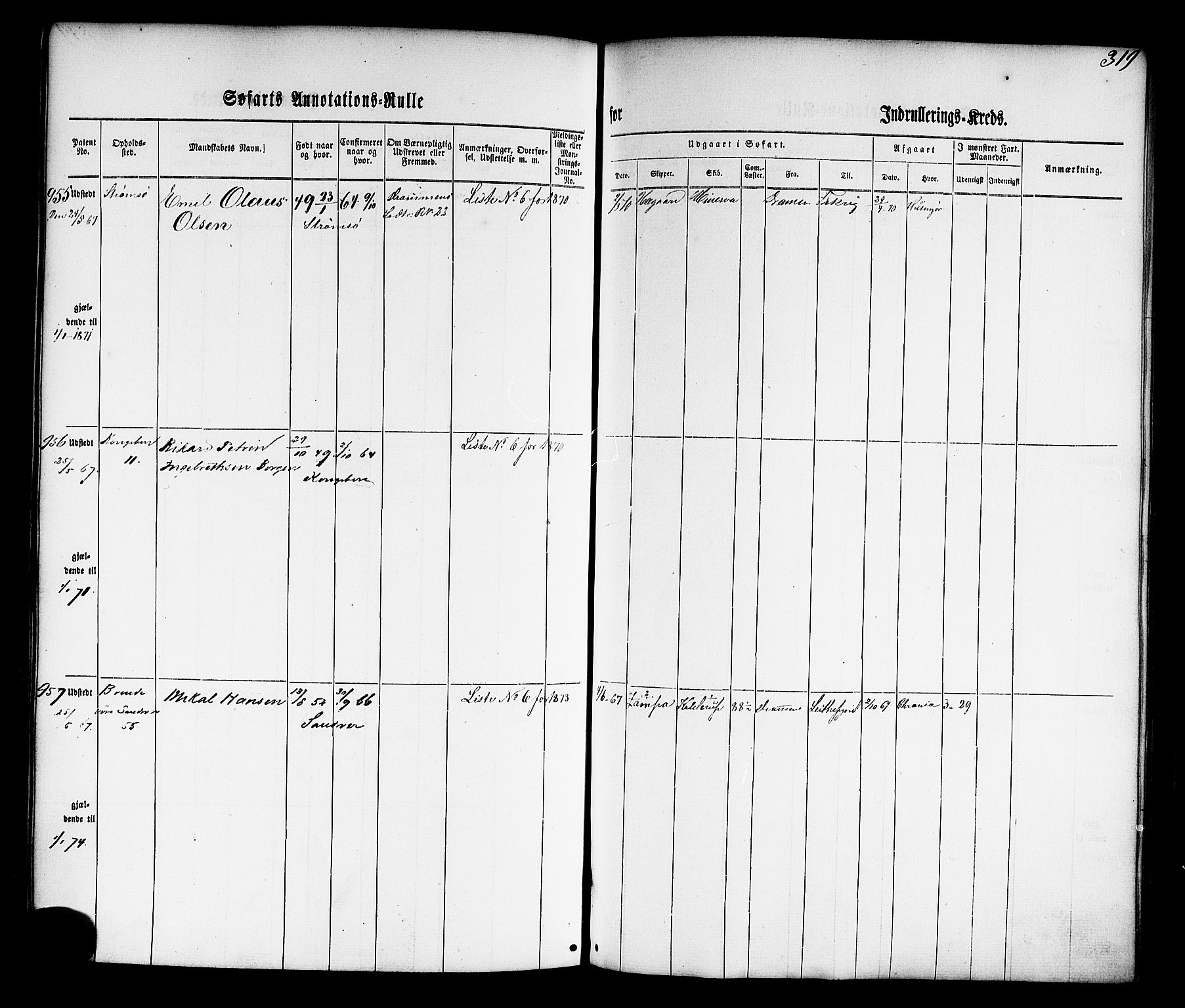 Drammen innrulleringsdistrikt, AV/SAKO-A-781/F/Fb/L0002: Annotasjonsrulle, 1860-1868, s. 331