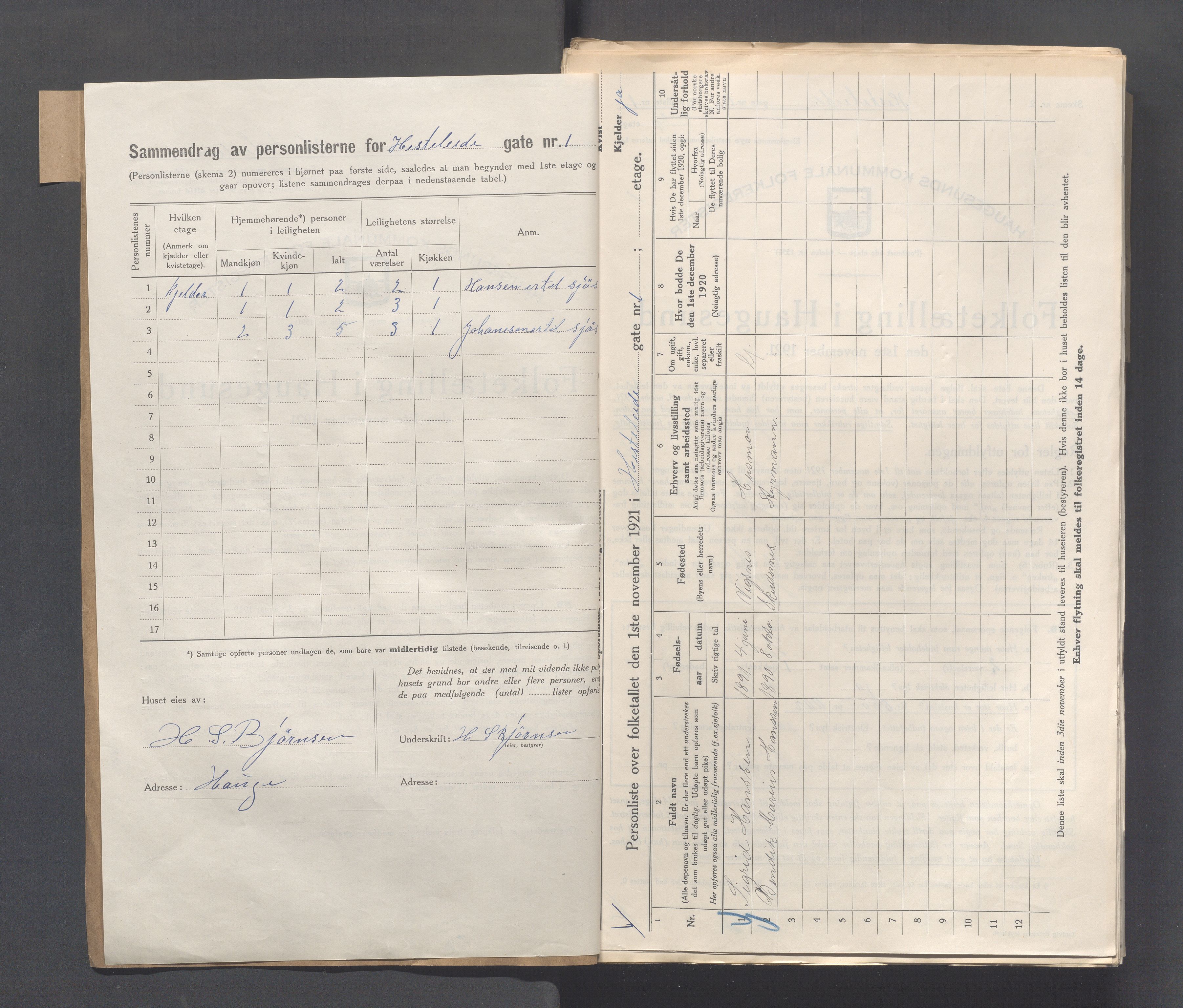 IKAR, Kommunal folketelling 1.11.1921 for Haugesund, 1921, s. 2243