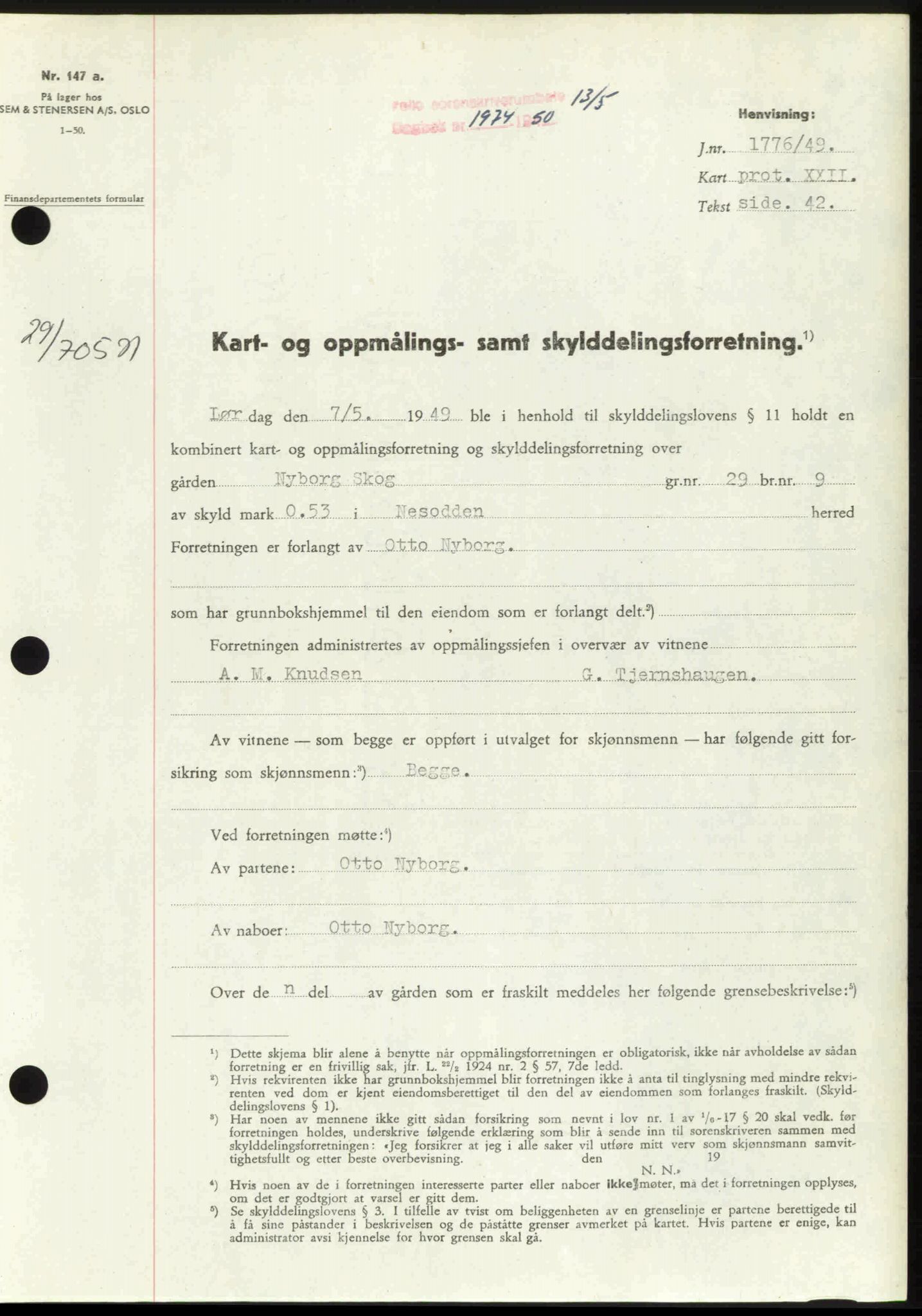 Follo sorenskriveri, SAO/A-10274/G/Ga/Gaa/L0092: Pantebok nr. I 92, 1950-1950, Dagboknr: 1974/1950