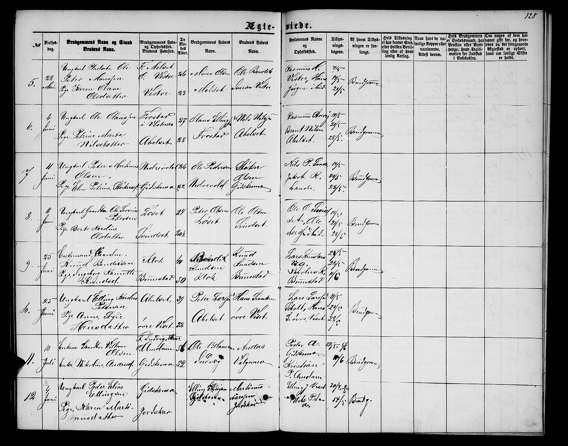 Ministerialprotokoller, klokkerbøker og fødselsregistre - Møre og Romsdal, AV/SAT-A-1454/522/L0325: Klokkerbok nr. 522C04, 1872-1877, s. 128