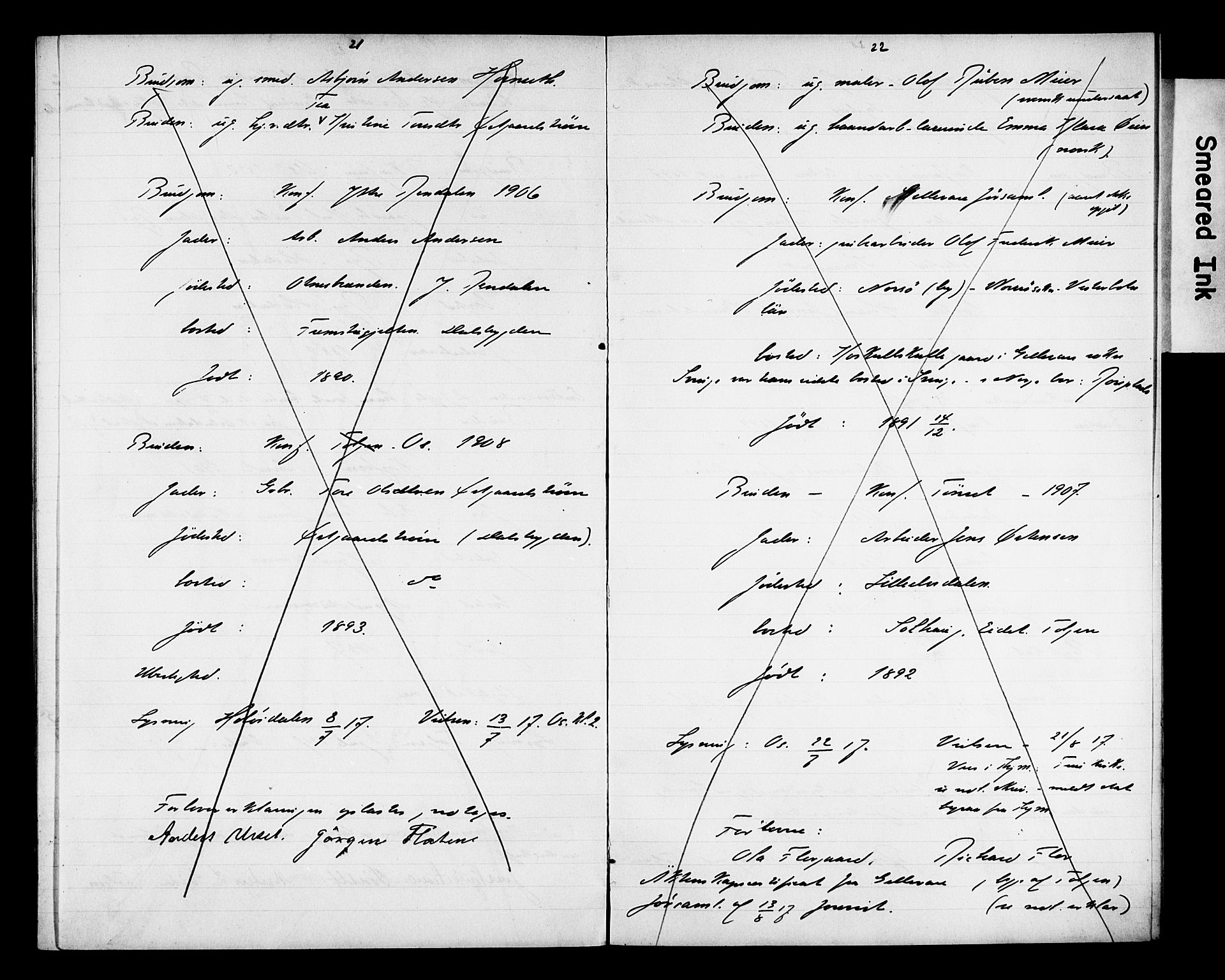 Tolga prestekontor, AV/SAH-PREST-062/N/L0004: Lysningsprotokoll nr. 31, 1916-1920, s. 21-22