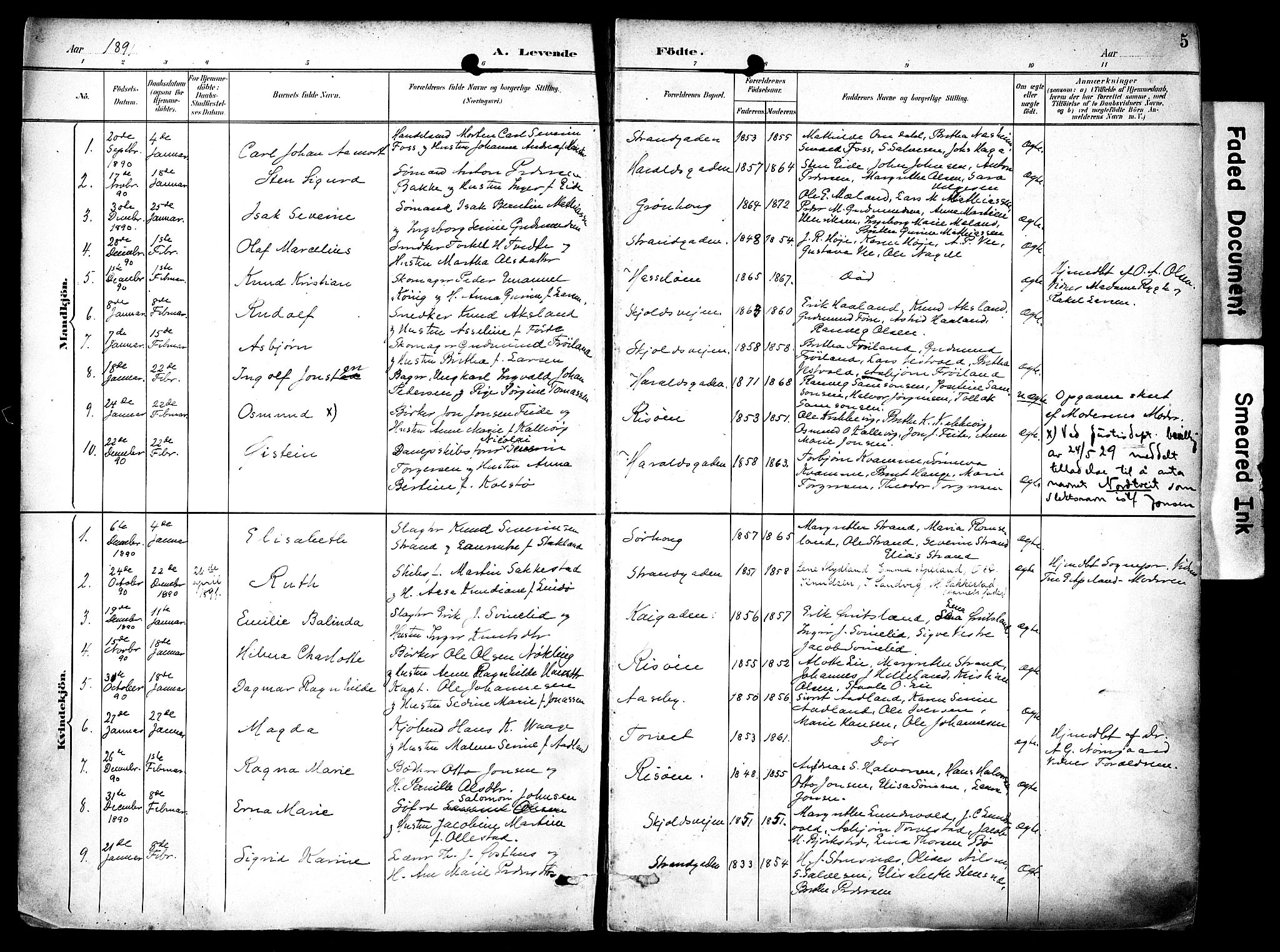 Haugesund sokneprestkontor, AV/SAST-A -101863/H/Ha/Haa/L0006: Ministerialbok nr. A 6, 1891-1907, s. 5