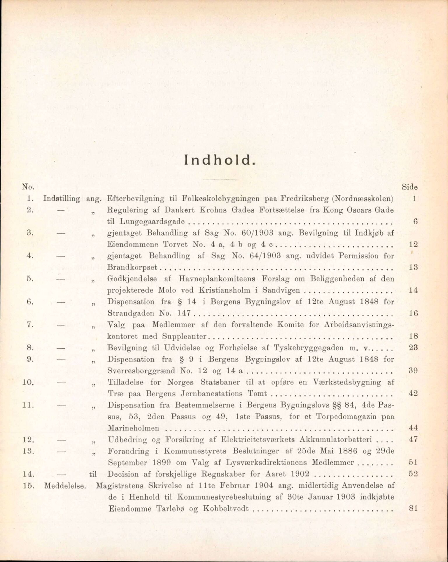 Bergen kommune. Formannskapet, BBA/A-0003/Ad/L0070: Bergens Kommuneforhandlinger, bind I, 1904