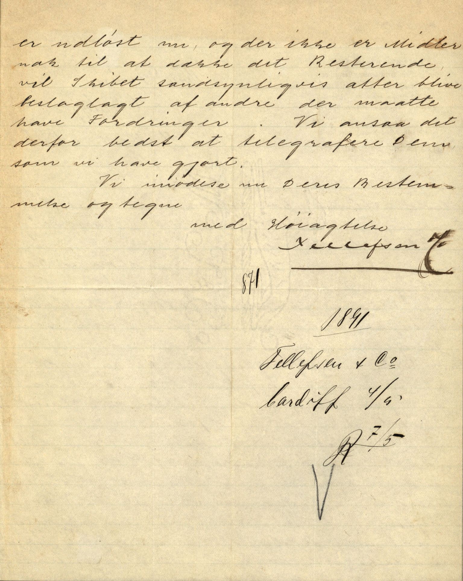 Pa 63 - Østlandske skibsassuranceforening, VEMU/A-1079/G/Ga/L0027/0004: Havaridokumenter / Avenir, Bertha, Augusta, Arctic, Black Hawk, 1891, s. 54