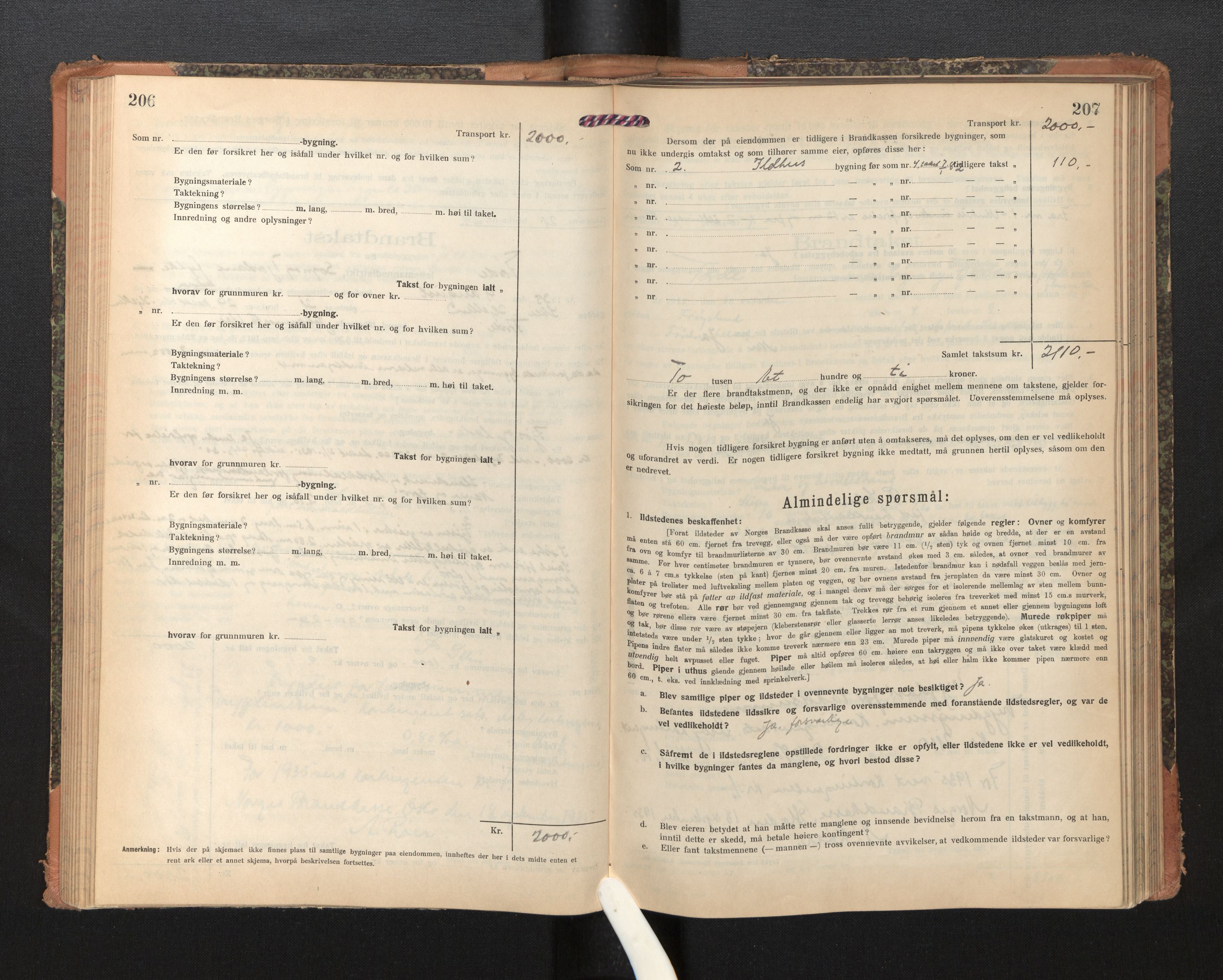 Lensmannen i Førde, SAB/A-27401/0012/L0009: Branntakstprotokoll, skjematakst, 1922-1946, s. 206-207