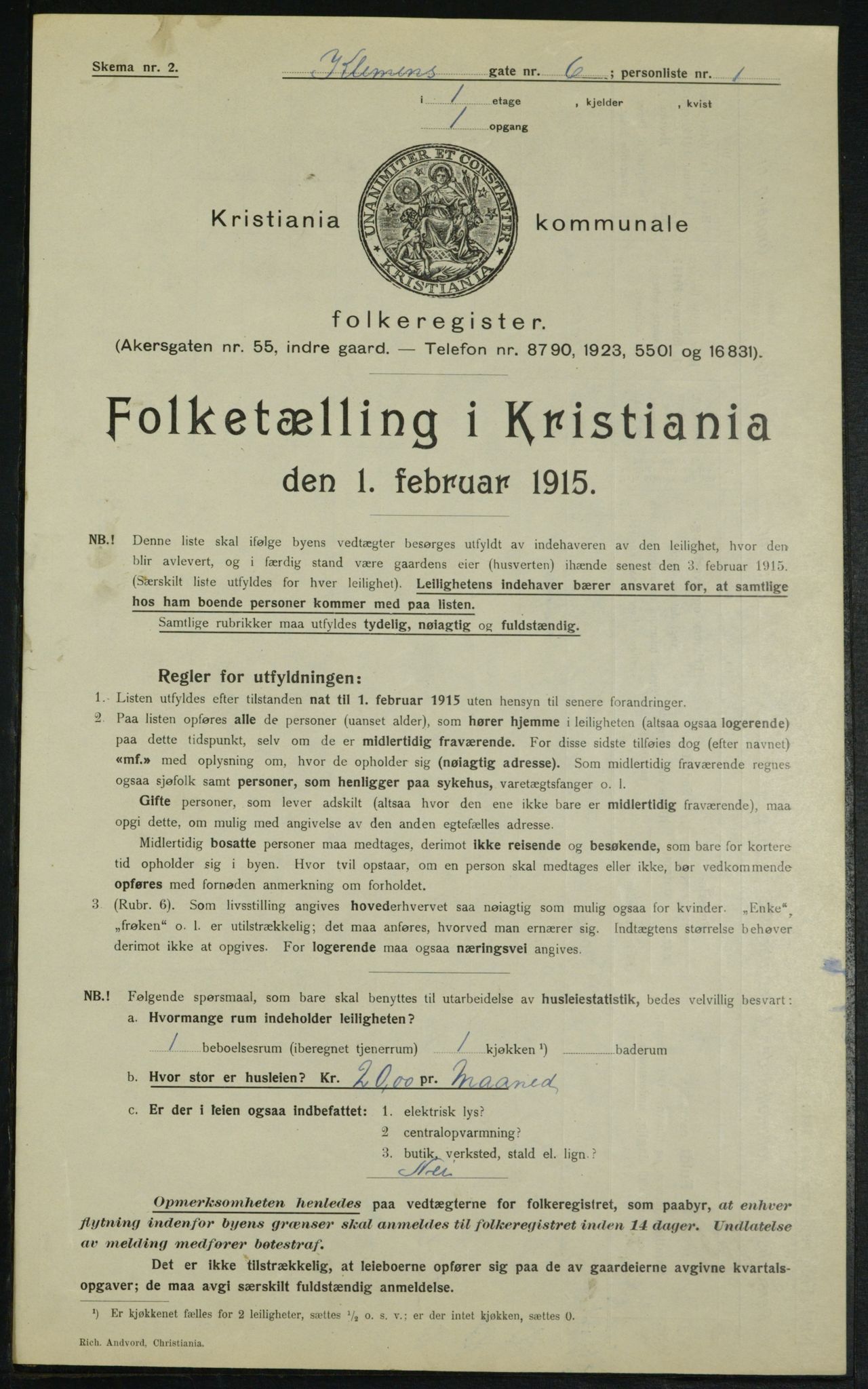 OBA, Kommunal folketelling 1.2.1915 for Kristiania, 1915, s. 12893