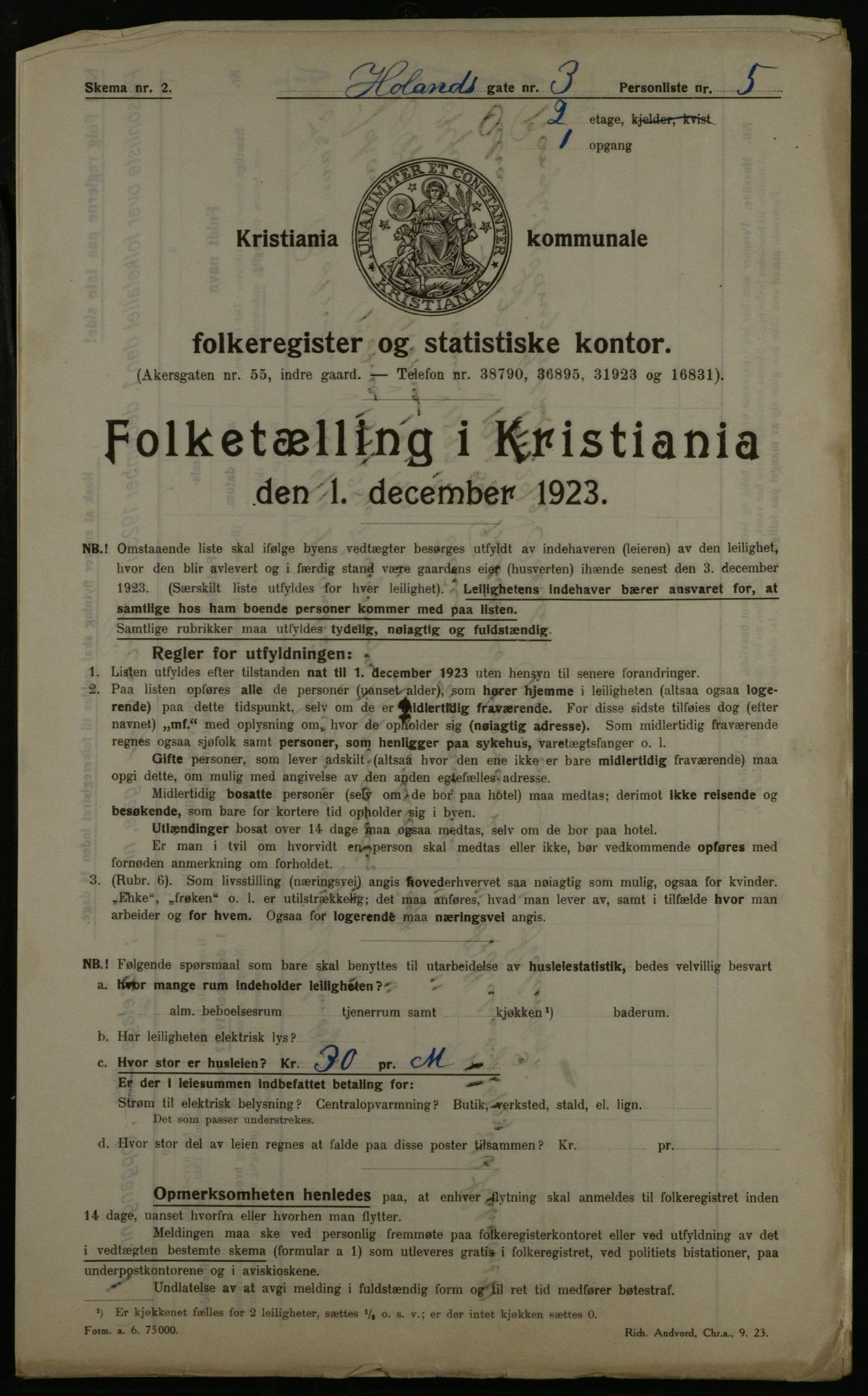 OBA, Kommunal folketelling 1.12.1923 for Kristiania, 1923, s. 47146