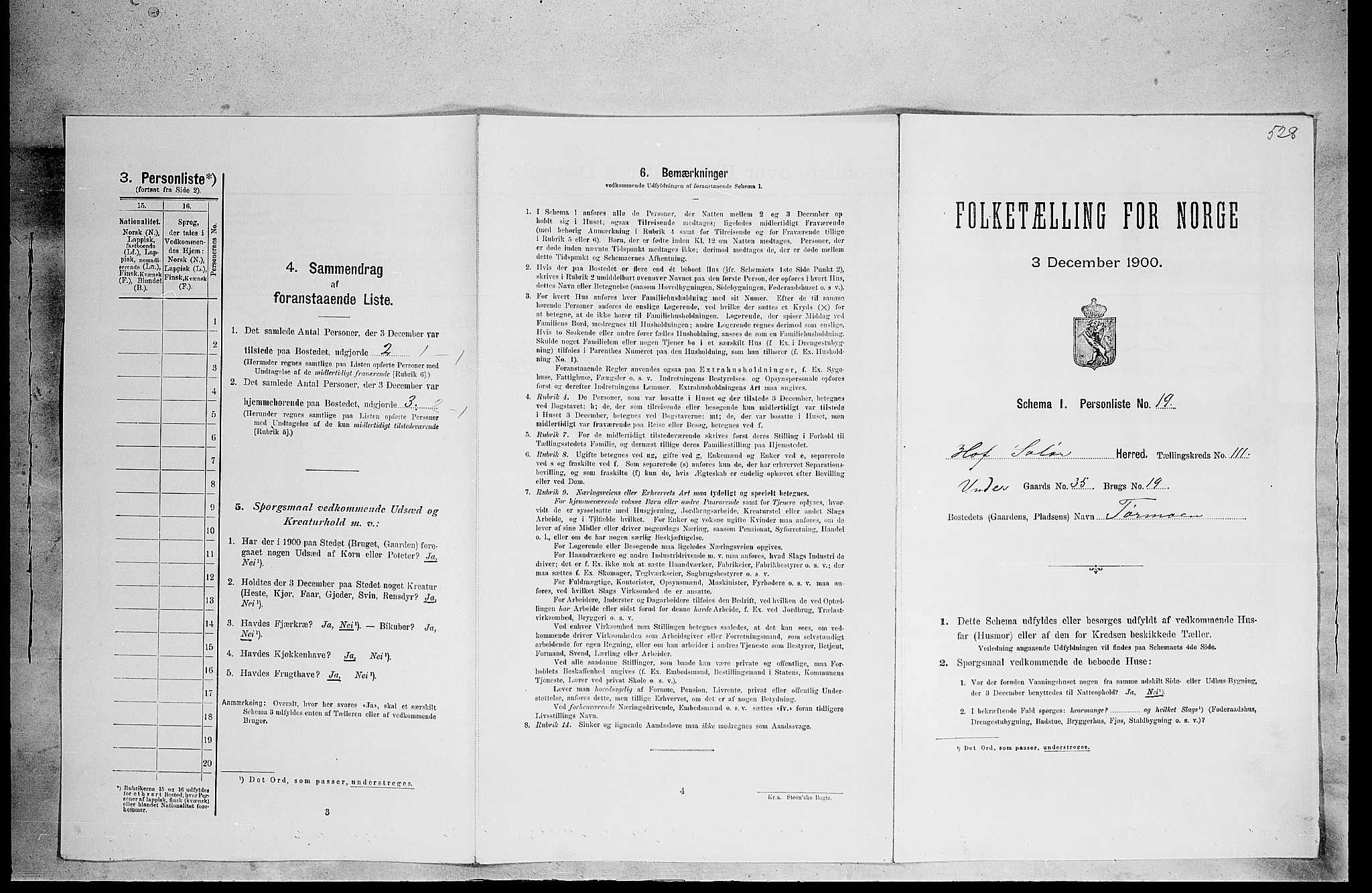 SAH, Folketelling 1900 for 0424 Hof herred, 1900, s. 522
