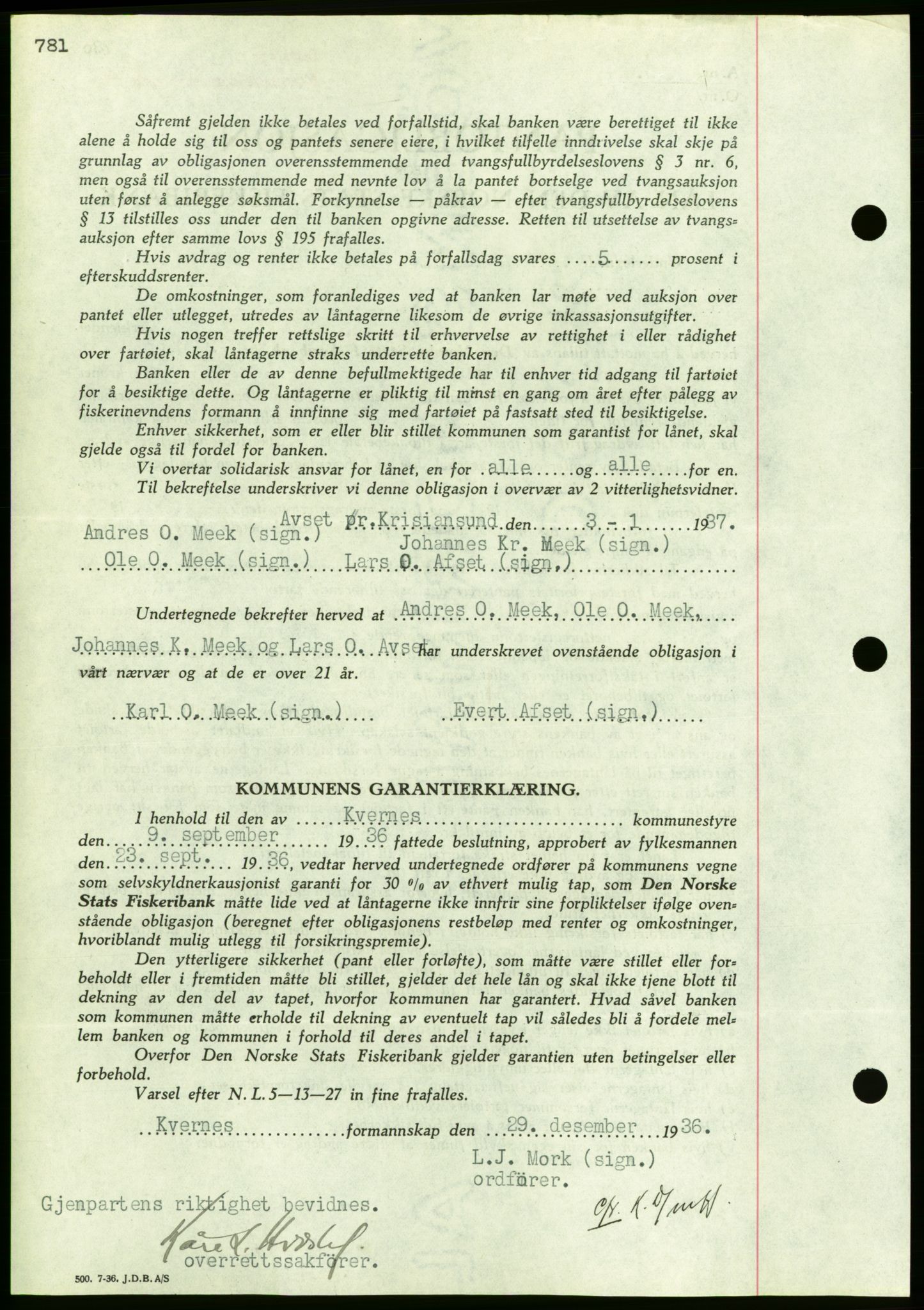 Nordmøre sorenskriveri, AV/SAT-A-4132/1/2/2Ca/L0090: Pantebok nr. B80, 1936-1937, Dagboknr: 117/1937