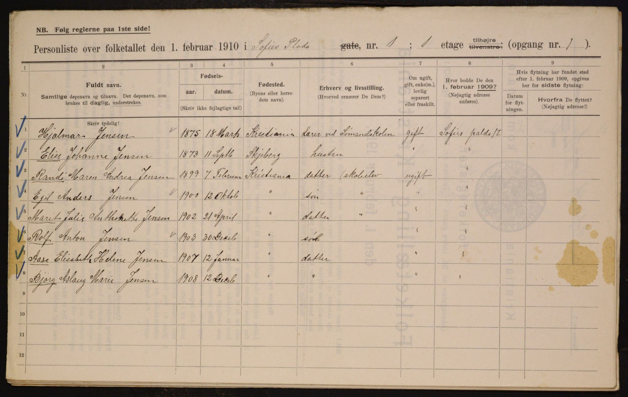 OBA, Kommunal folketelling 1.2.1910 for Kristiania, 1910, s. 94672