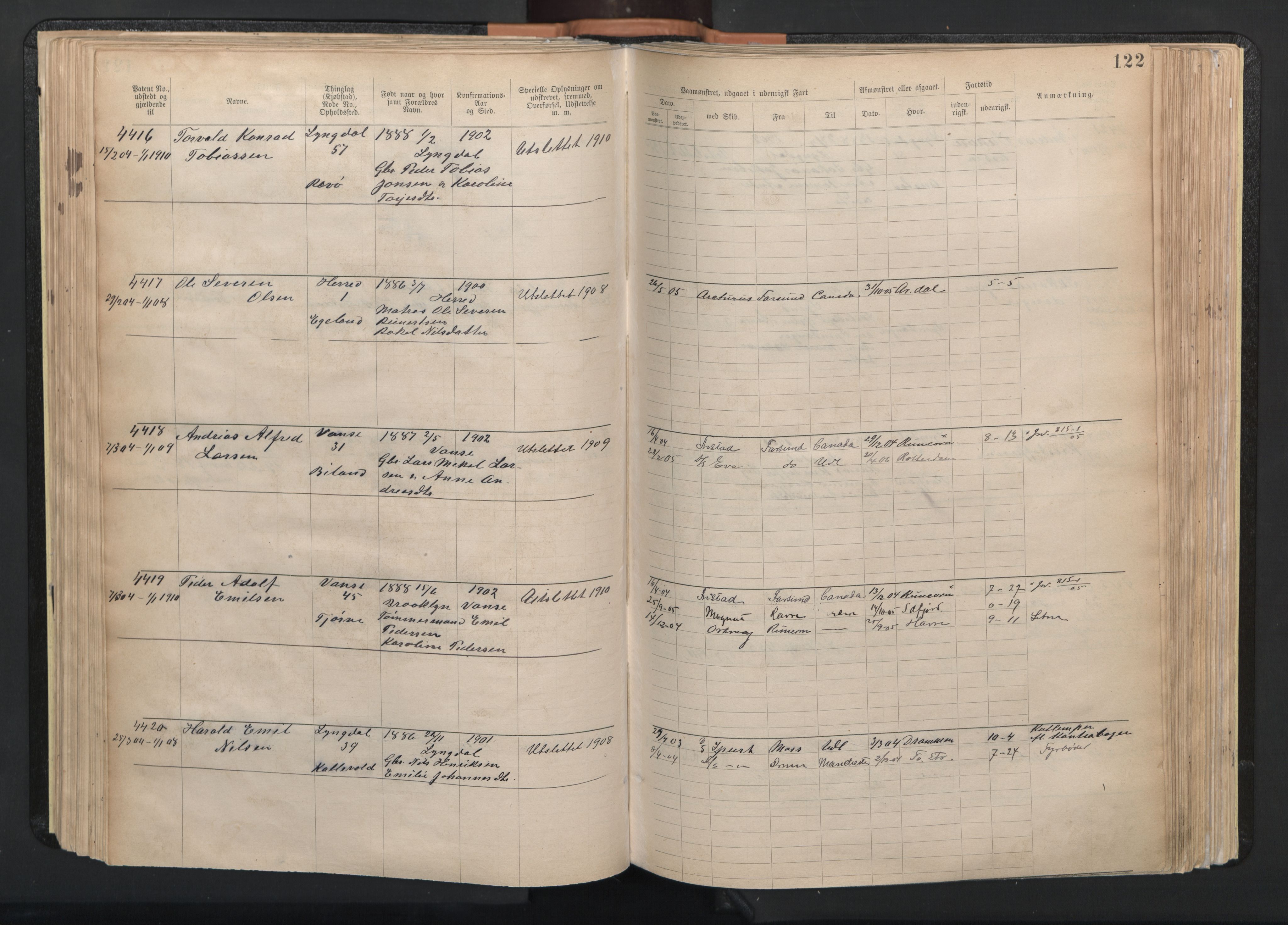 Farsund mønstringskrets, AV/SAK-2031-0017/F/Fa/L0003: Annotasjonsrulle nr 3816-5304 med register, M-3, 1894-1948, s. 153