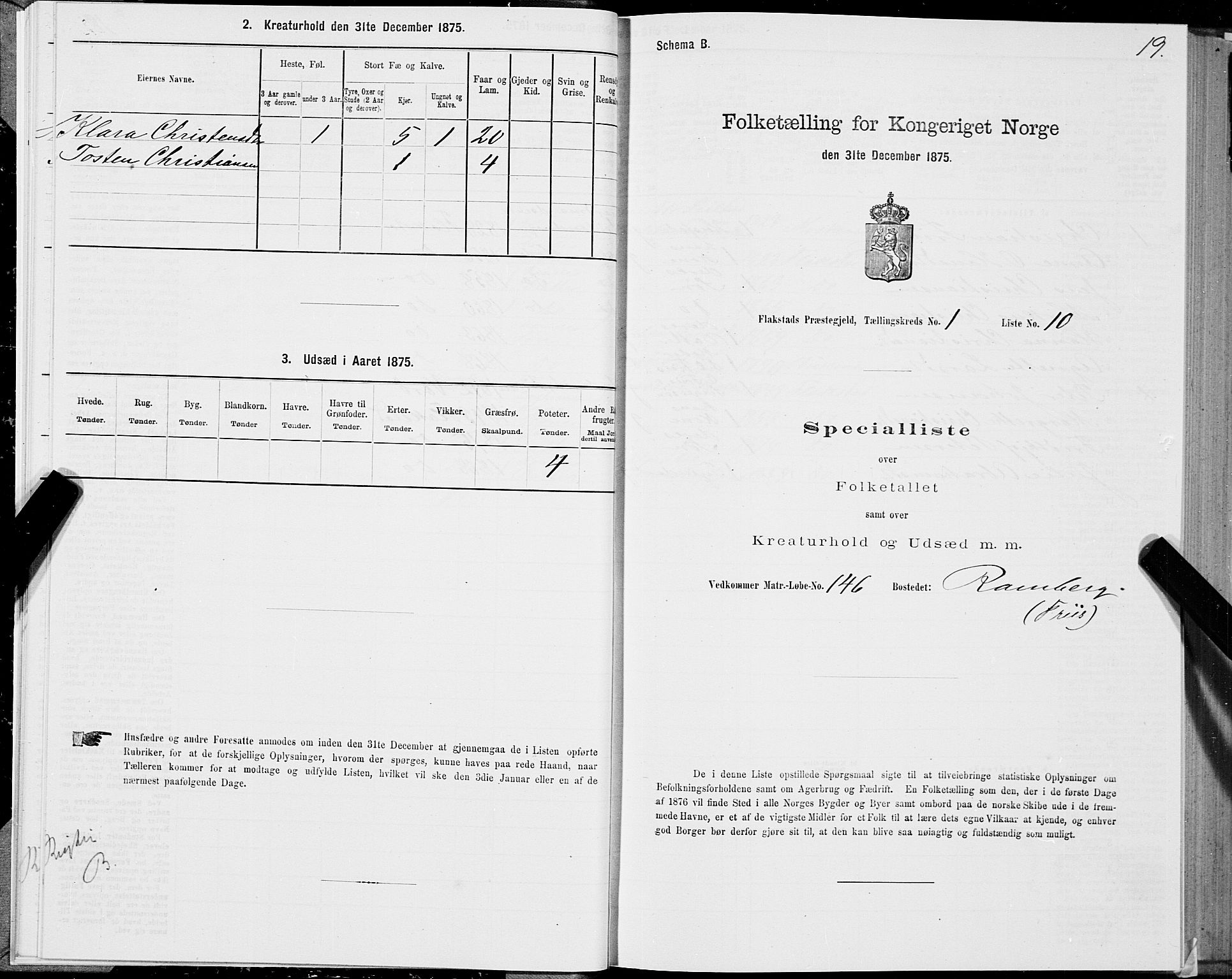 SAT, Folketelling 1875 for 1859P Flakstad prestegjeld, 1875, s. 1019