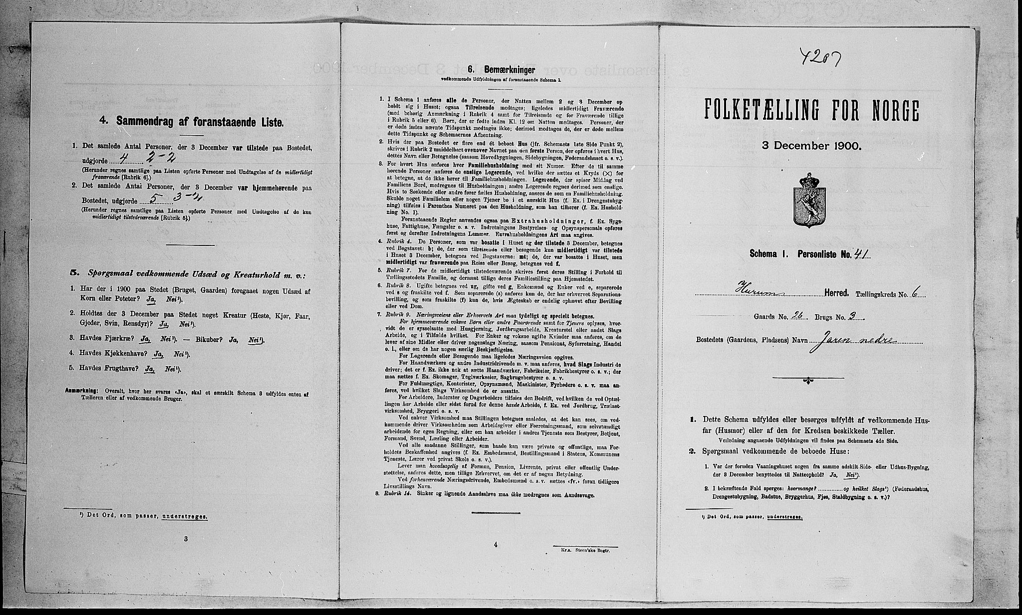 RA, Folketelling 1900 for 0628 Hurum herred, 1900, s. 650