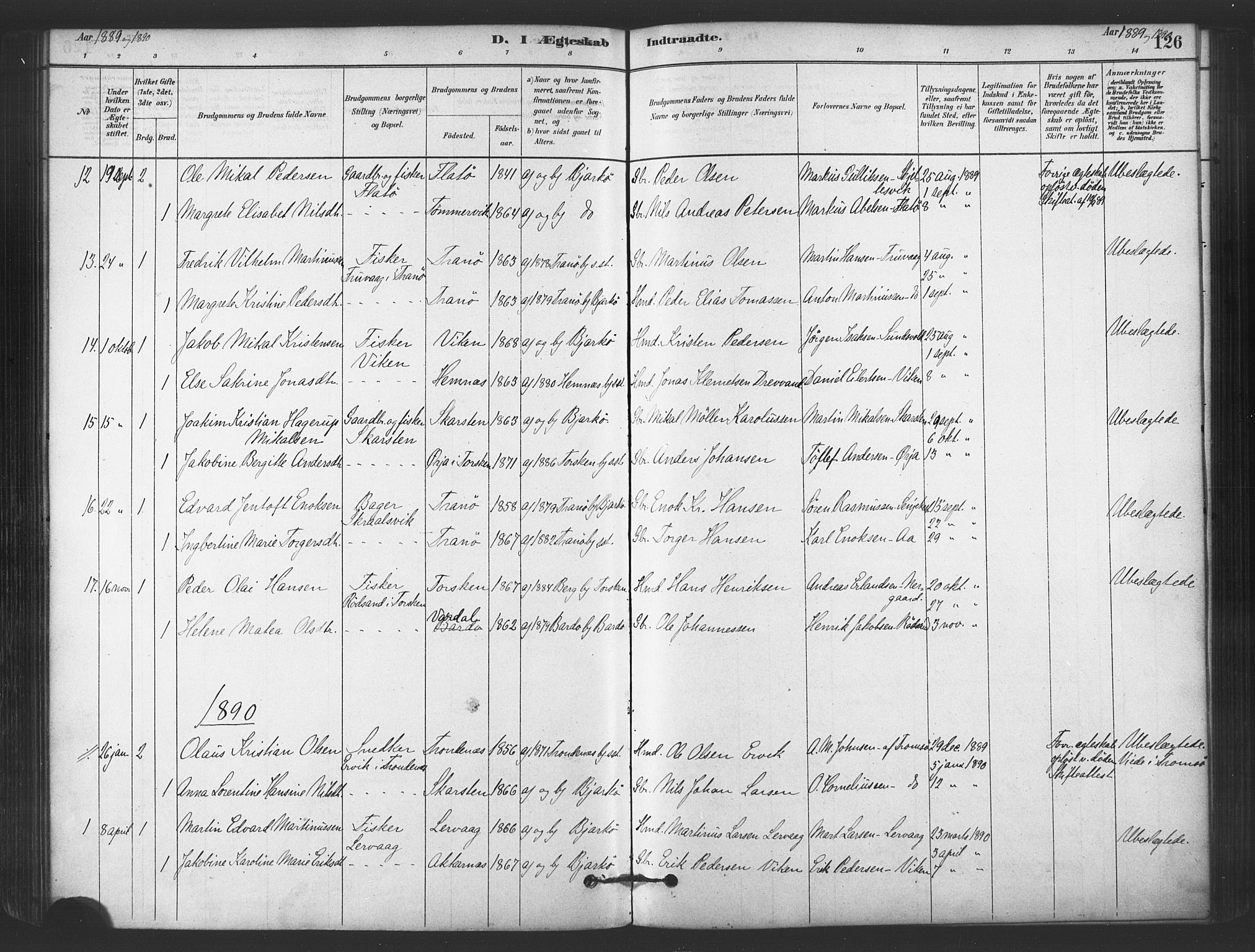 Sand/Bjarkøy sokneprestkontor, AV/SATØ-S-0811/I/Ia/Iaa/L0003kirke: Ministerialbok nr. 3, 1878-1892, s. 126