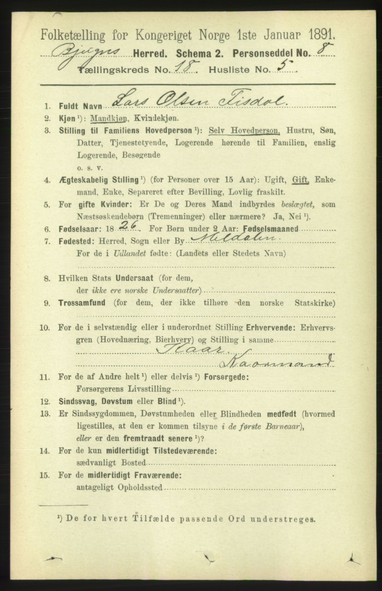 RA, Folketelling 1891 for 1627 Bjugn herred, 1891, s. 4957