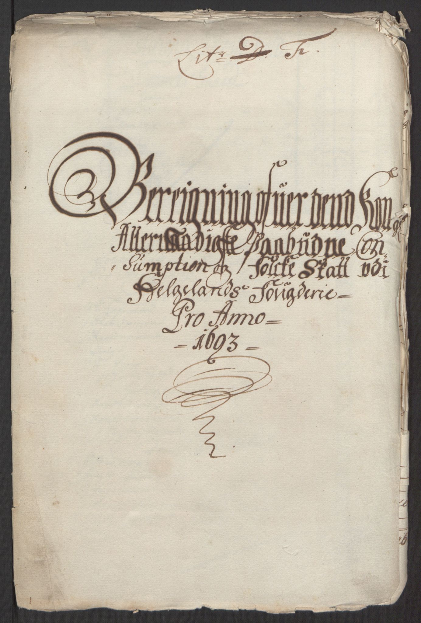 Rentekammeret inntil 1814, Reviderte regnskaper, Fogderegnskap, RA/EA-4092/R65/L4505: Fogderegnskap Helgeland, 1693-1696, s. 113